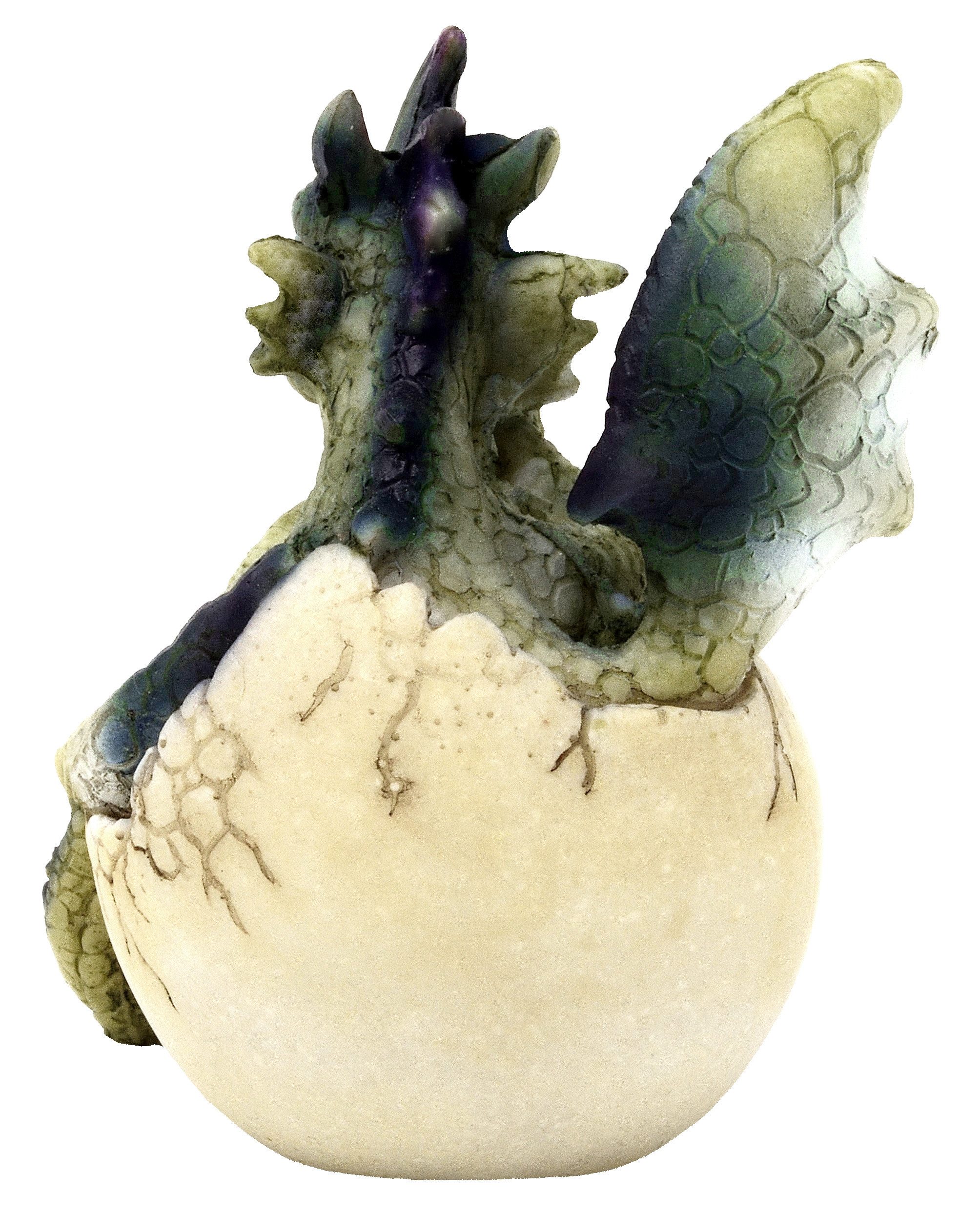 MystiCalls Fantasy-Figur Drache schlüpft aus Ei Drachenei Fantasy Figur Drachenfigur (1 St), Perfektes Geschenk für jeden Anlass - Geburtstag, Weihnachten