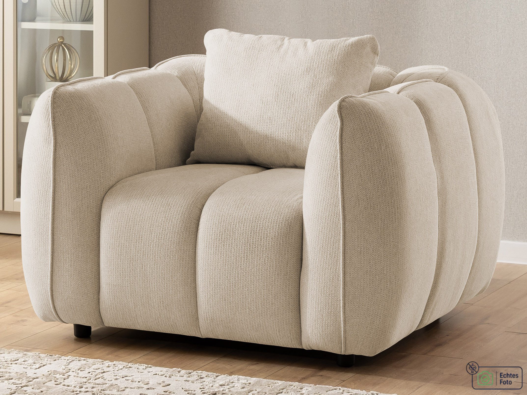 S-Style Möbel Sessel Nubira in tief gesteppter Bubble-Optik aus weichem Strukturstoff, mit modernem Design und Wellenfederung