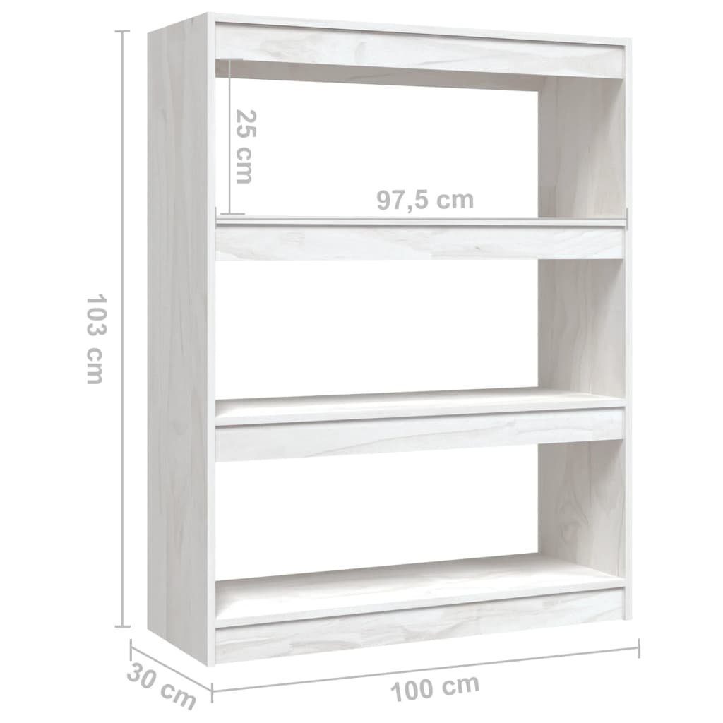 furnicato Bücherregal Bücherregal/Raumteiler Weiß 100x30x103 cm Massivholz Kiefer