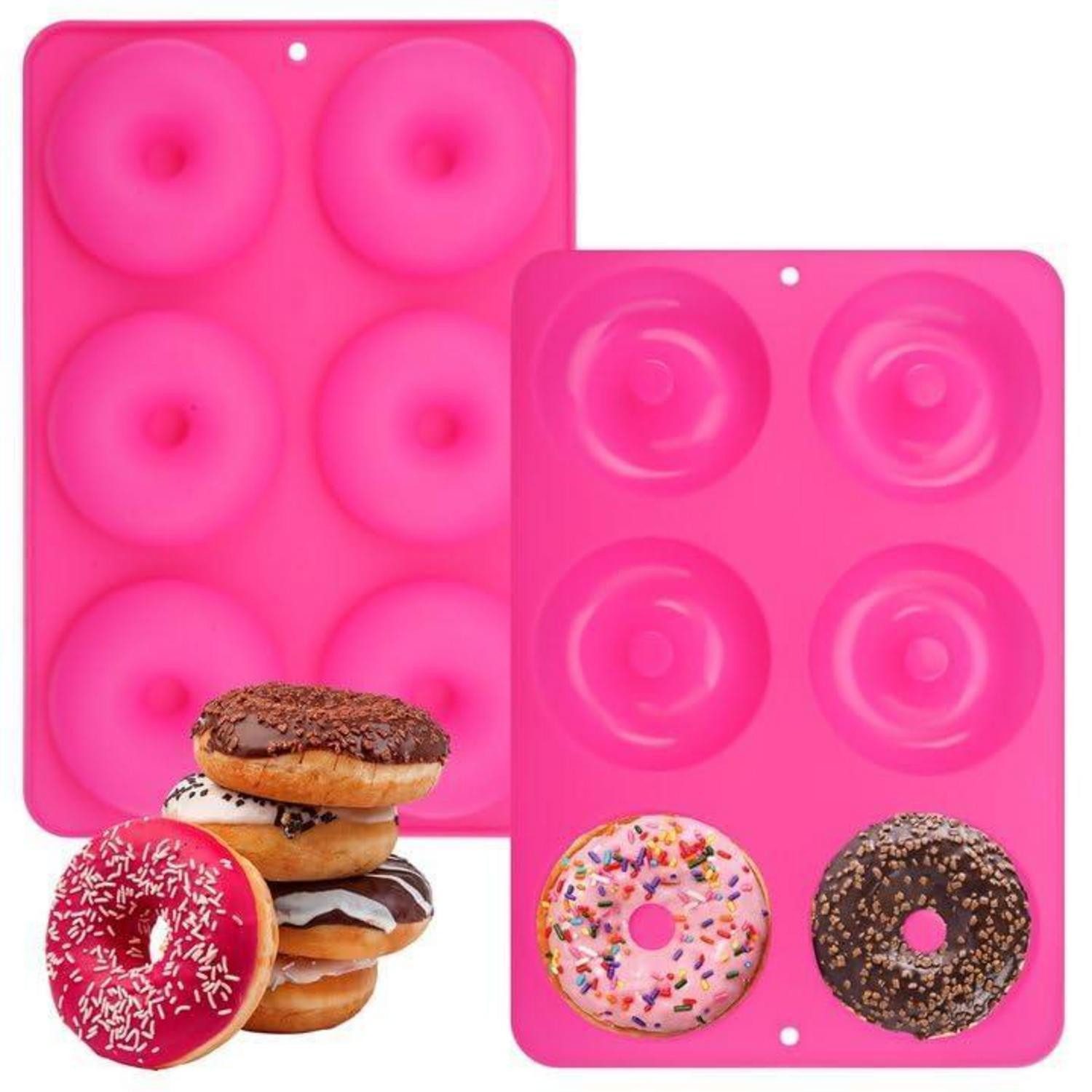 LuxusKollektion Donutform Donut-Backform Silikon 6er Rose 2 Stk, (2-tlg)