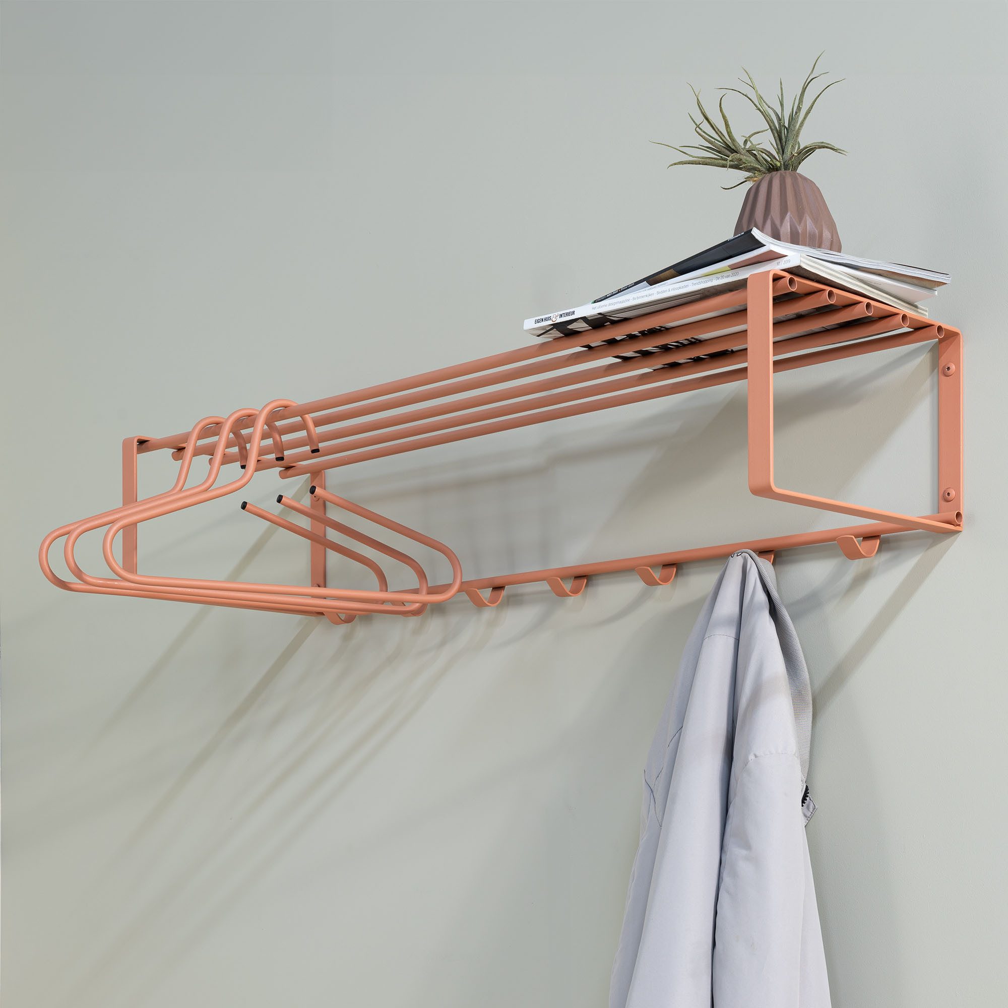 Spinder Design Шкафыleiste REX (1 St), Wandgarderobe aus Stahl mit Hutablage und 5 bzw. 7 Haken