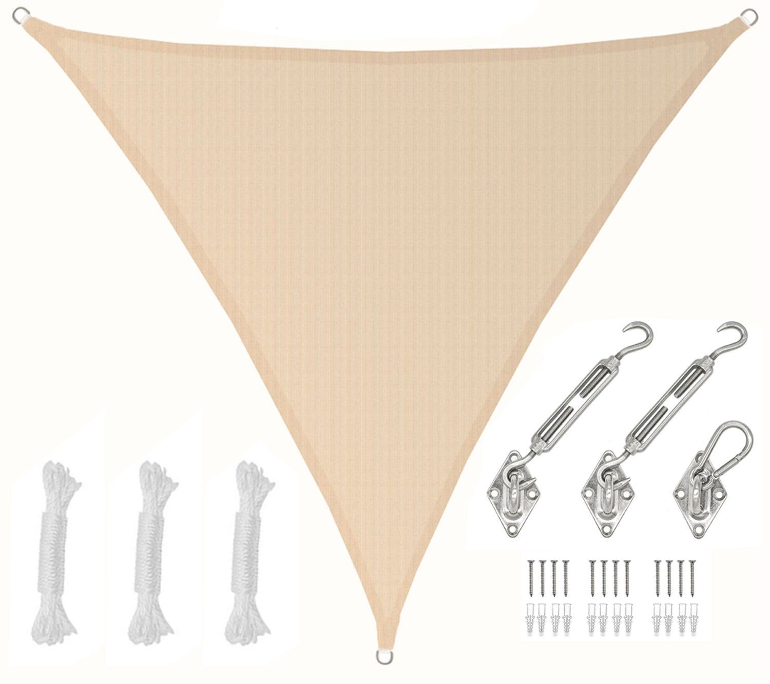 Sonnensegel mit Befestigung - 2 x 2 x 2 Winddurchlässig - Garten, Terrasse, Balkon
