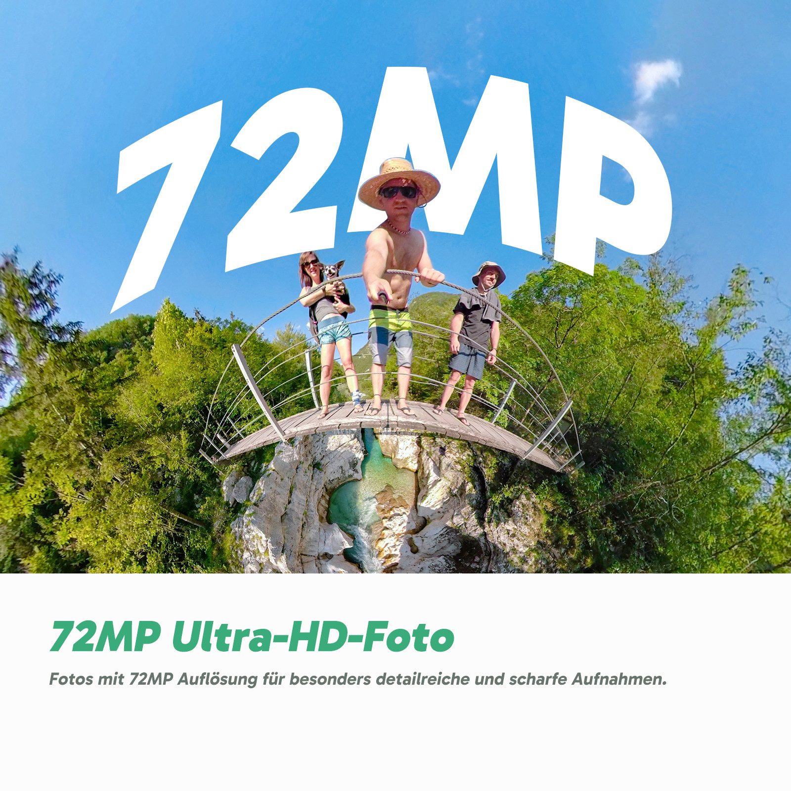 Akaso 360 Action Cam (5.7K,4K, Bluetooth, WLAN, 2,29" Touchscreen, 360° Horizon Lock, KI-Tracking, Invisible Stick)