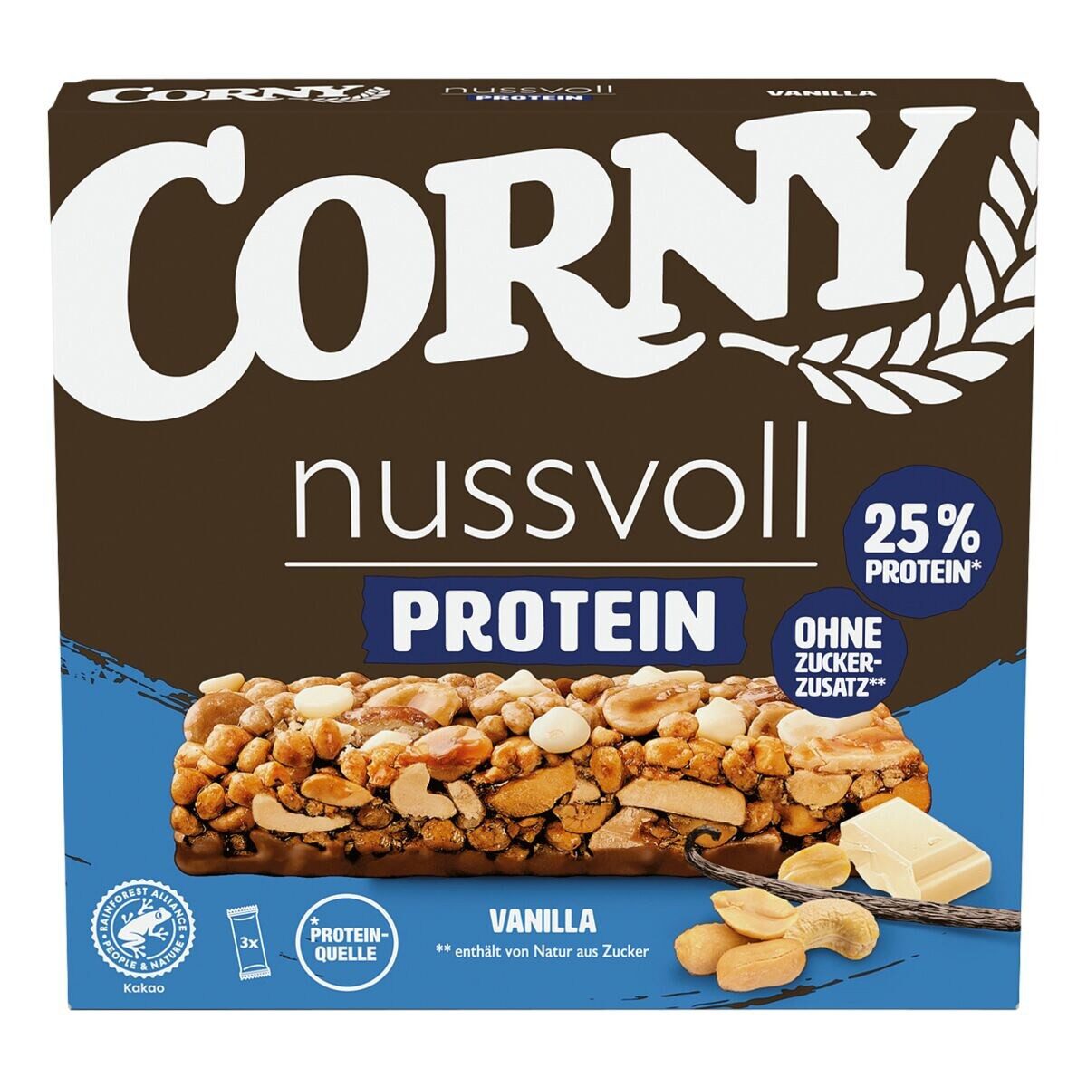 CORNY Riegel nussvoll Protein Vanilla, 3 Haferriegel