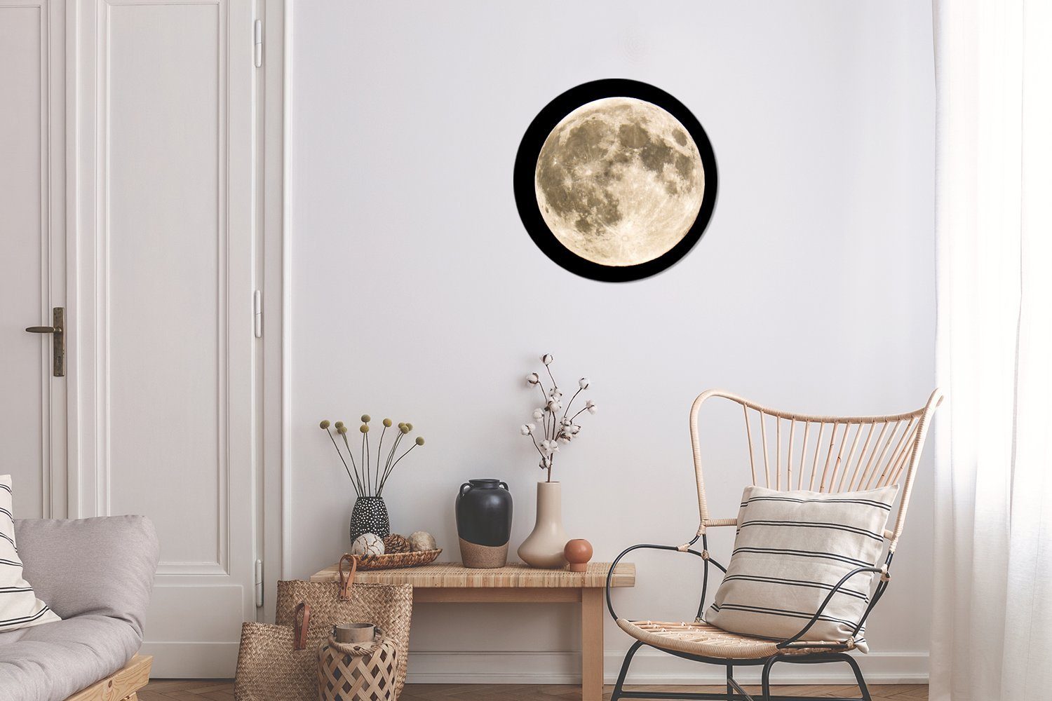 - Weltraum Rundes Forex, Mond - (1 Gemälde Wandbild, MuchoWow Wohnzimmer, cm Schwarz, St), 30x30 Kreis Wanddekoration