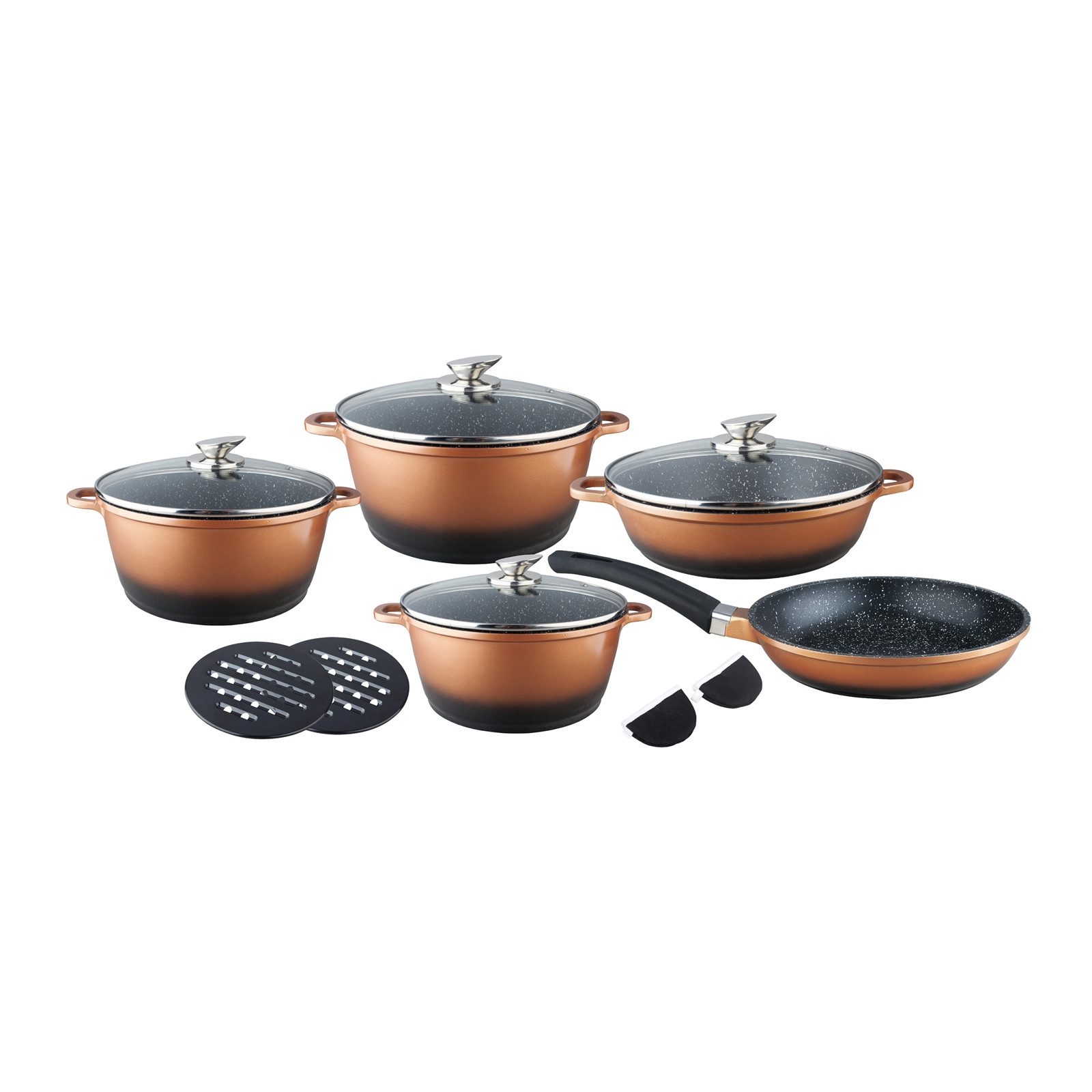 Michelino Topf-Set Kochtopf-Set 13-teilig Kupferschwarz, Aluminiumdruckguss (13-tlg)