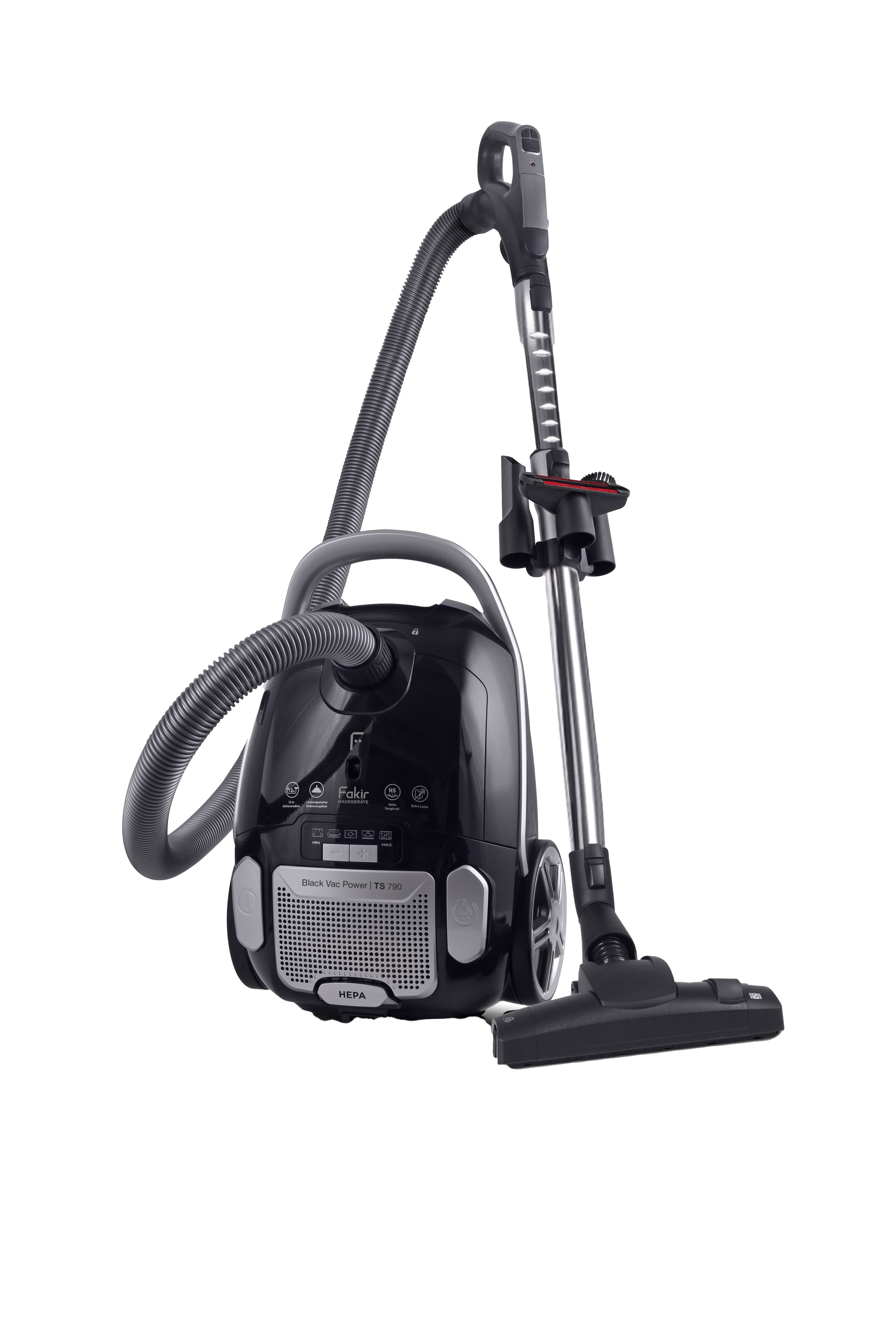 Fakir Hausgeräte GmbH Bodenstaubsauger Fakir Black Vac Power, 800 W, mit Beutel, 800 W hohe Saugleistung, leise, 3l Staubvolumen, Всеrgikerfreundlich