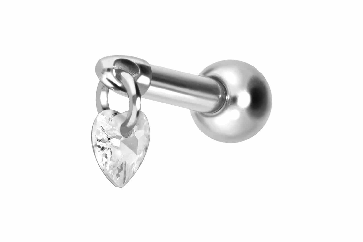 Piercing-Set Titan Ohrpiercing mit Innengewinde KRISTALLHERZ