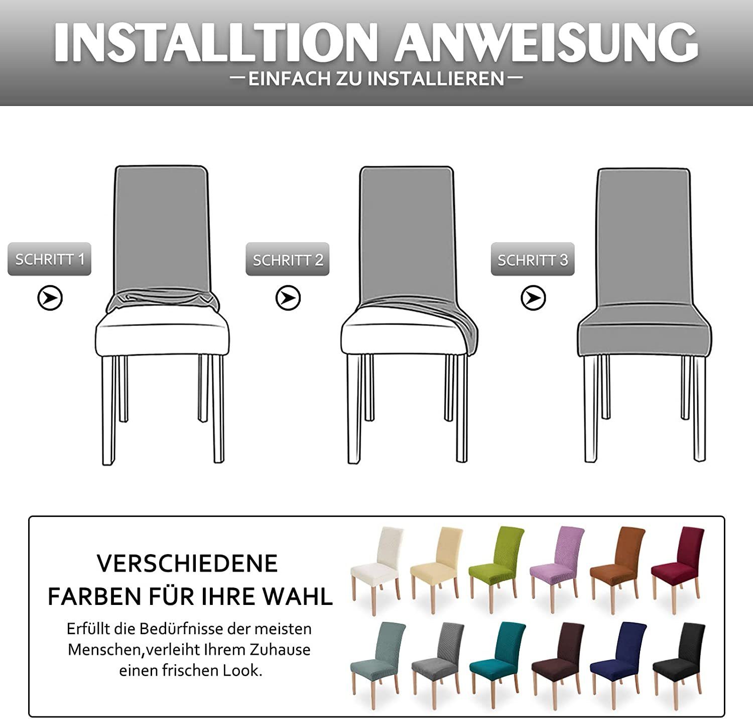 Stuhlhusse, Modern HOMEIDEAS, Jacquard Blau Stretch Linienkunst Stuhlschutzbezug set