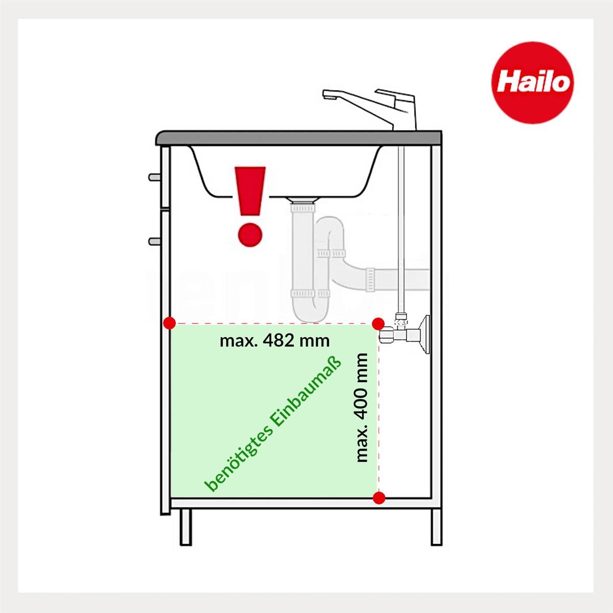 Hailo Einbaumülleimer Hailo Abfallsammler 3666191 TZ Swing Terzett 2x 7 + 15 Liter, für Schrankbreite ab 300 mm Breite mit Drehtür – Bild 5 von 5