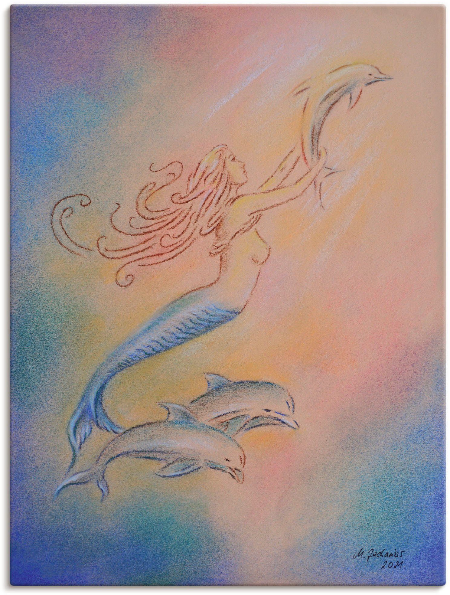Artland Leinwandbild Delphine Engel, klassische Fantasie (1 St), auf Holzrahmen gespannt