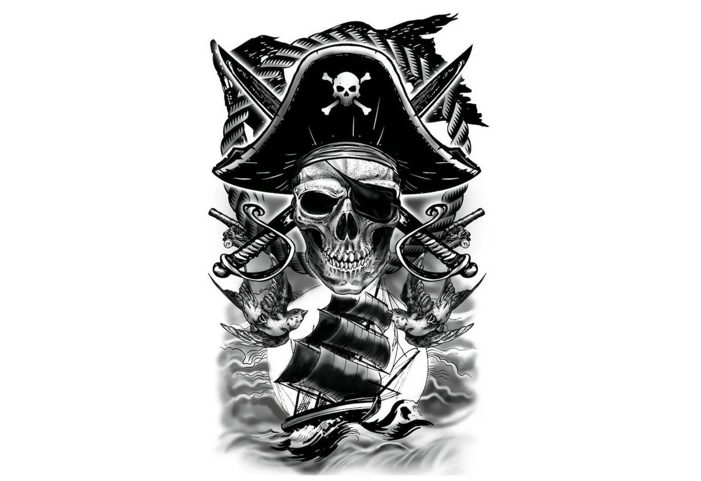 Fiestas Guirca Theaterschminke Halloween Tattoo 'Pirat', 14 x 30 cm
