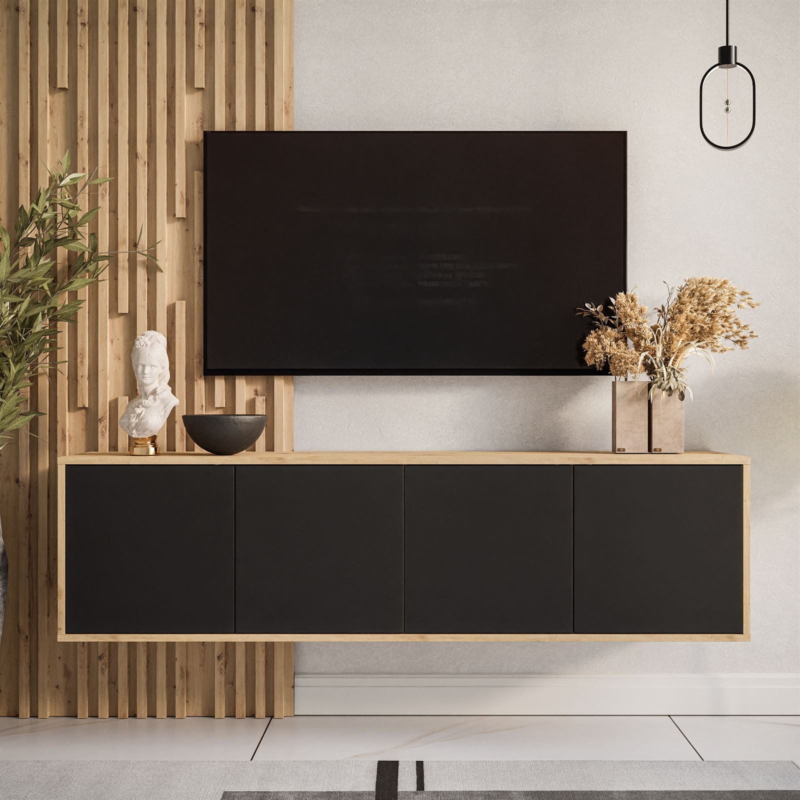 Lookway TV-Schrank SANAYI LOFT – Hängendes Modell in Artisan Eiche BreiteL 156 cm