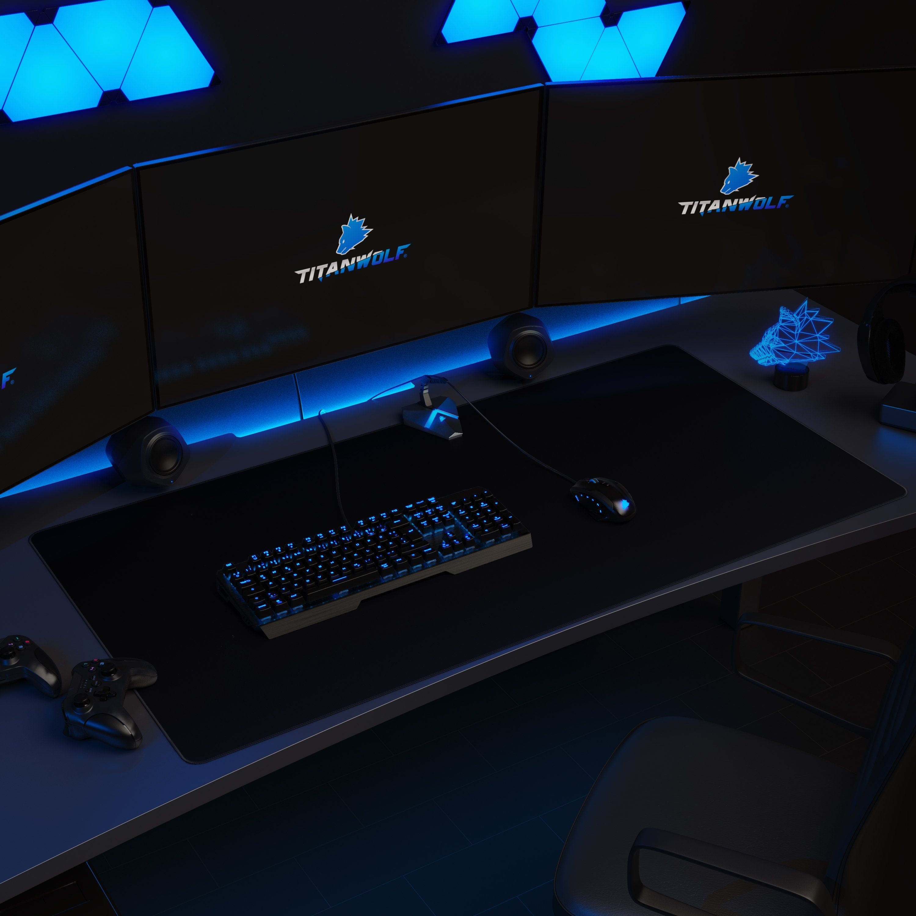 Titanwolf Gaming Mauspad XXXL Speed Mousepad 1200 x 600 x 3 mm, große Tischunterlage, rutschfest, abwaschbar, Geschwindigkeit & Präzision, schwarz