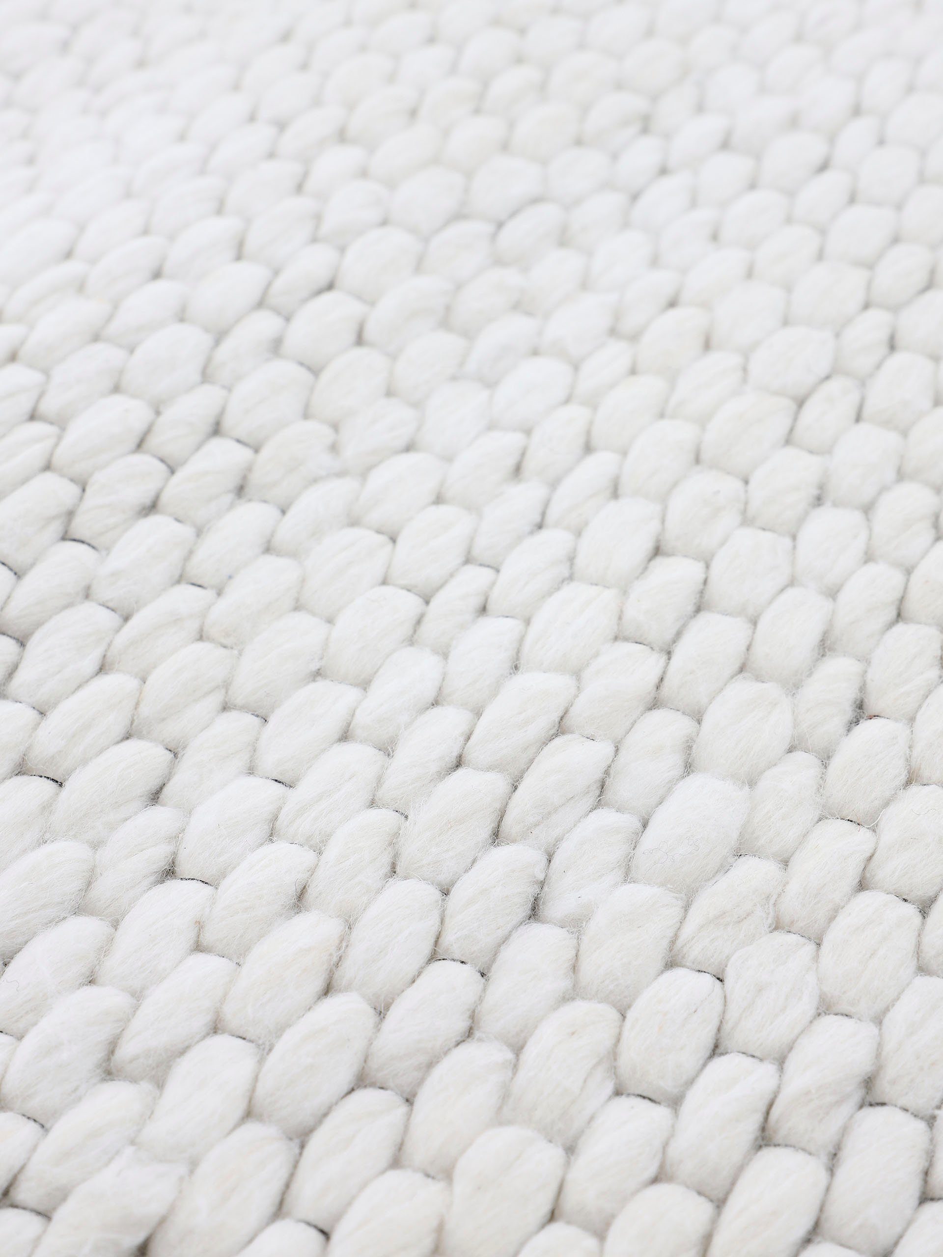 Teppich, Höhe: Wollteppich Wolle, Sina, 14 handgewebt, kuschelig carpetfine, Handweb weich meliert, mm, beige rechteckig, & reine