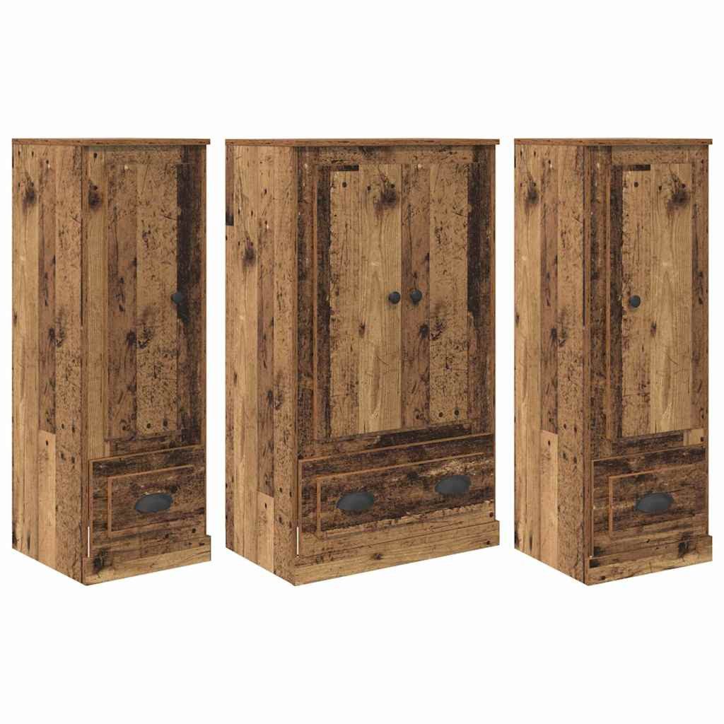 vidaXL Highboard Highboard mit Schubladen 3 pcs Altholz Holzwerkstoff (3 St)
