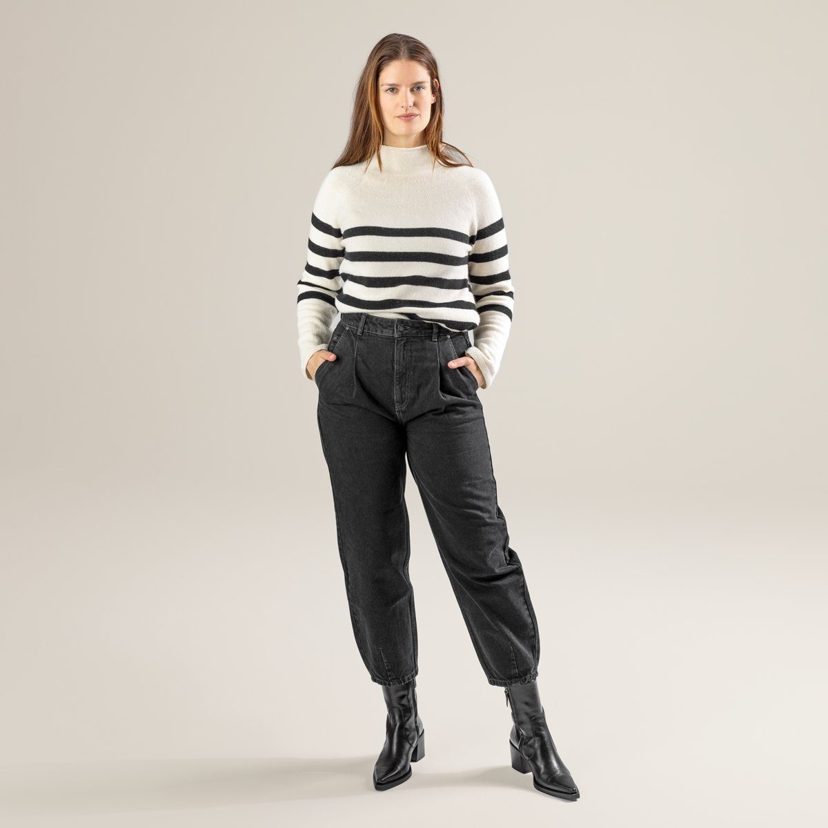 CRAFTS Passform angenehme, 5-Pocket-Hose Jeans-Stoff, PAULETTA großzügige LIVING Hochwertiger Black
