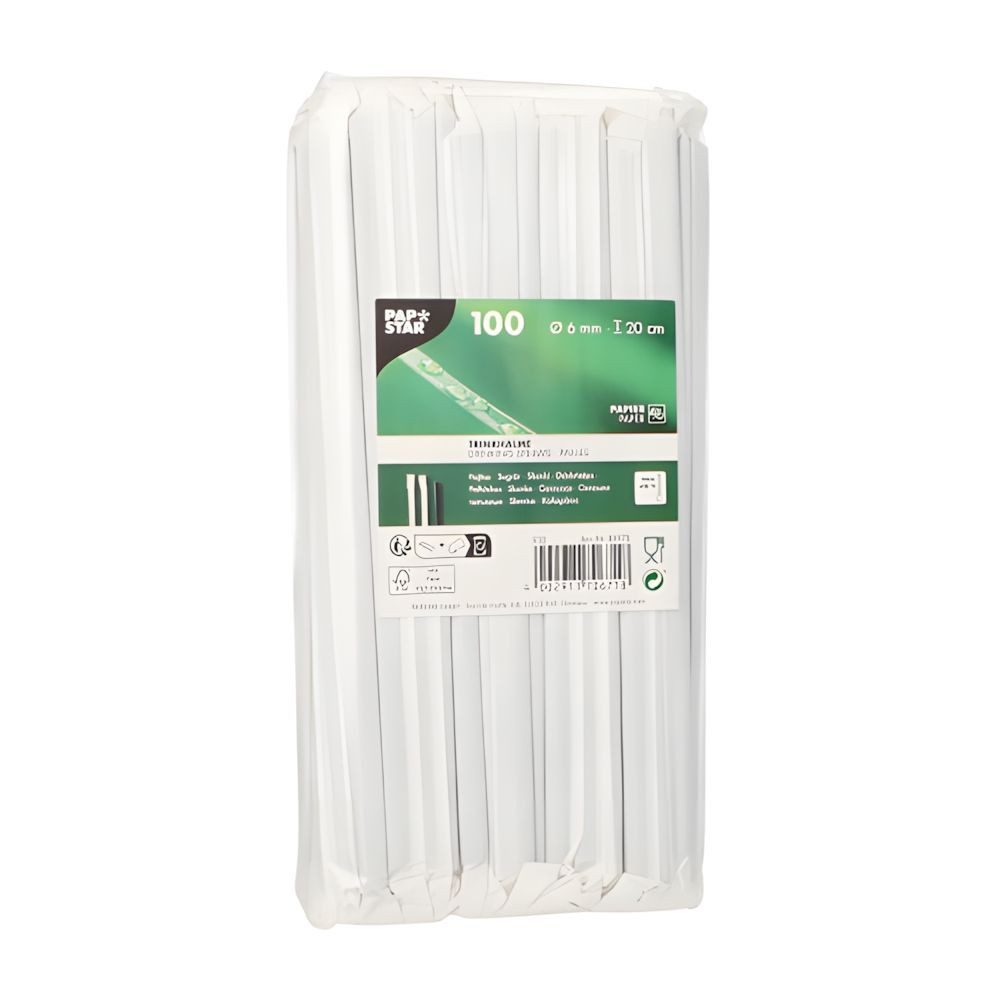 PAPSTAR Trinkhalme Trinkhalme, Papier Ø 6 mm, 20 cm schwarz einzeln gehüllt 1000 Stk