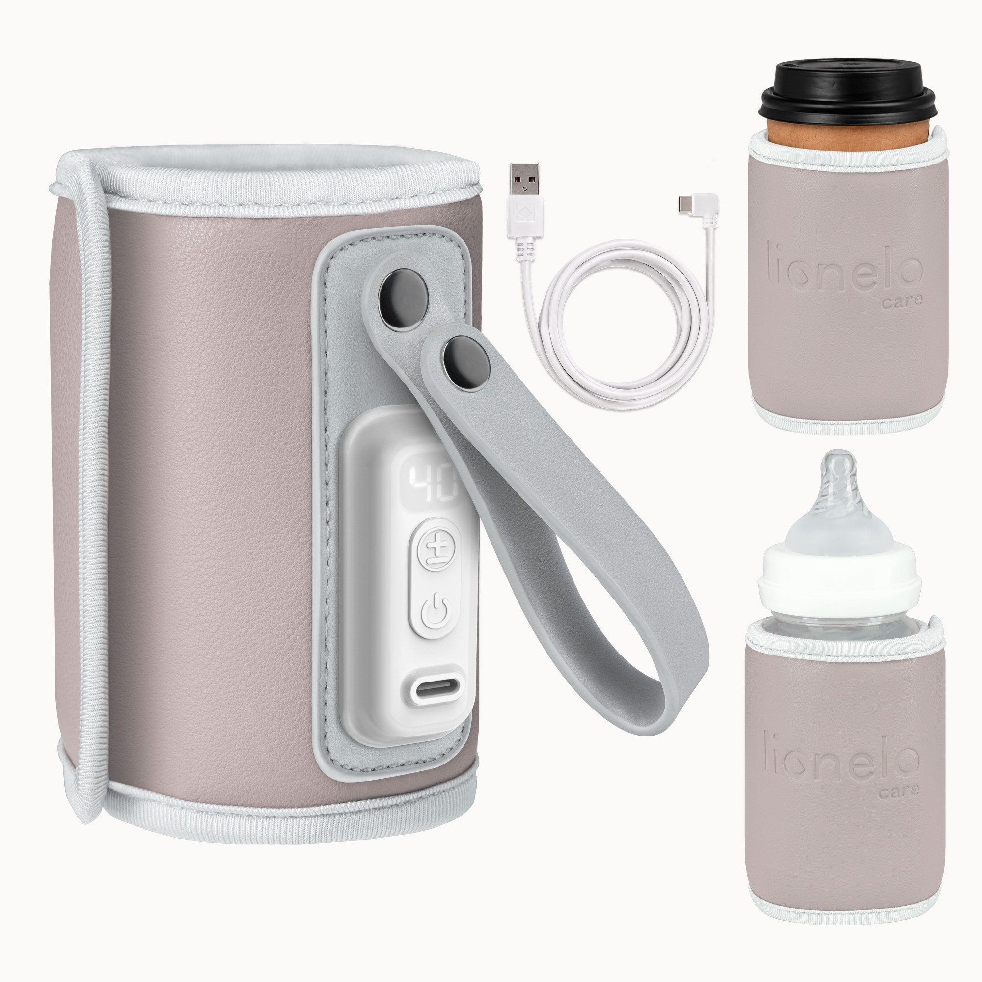 lionelo Babyflaschenwärmer THERMUP GO PINK BABY, USB-C/5 Temperaturen/bis 70 mm/Thermostat/100 g