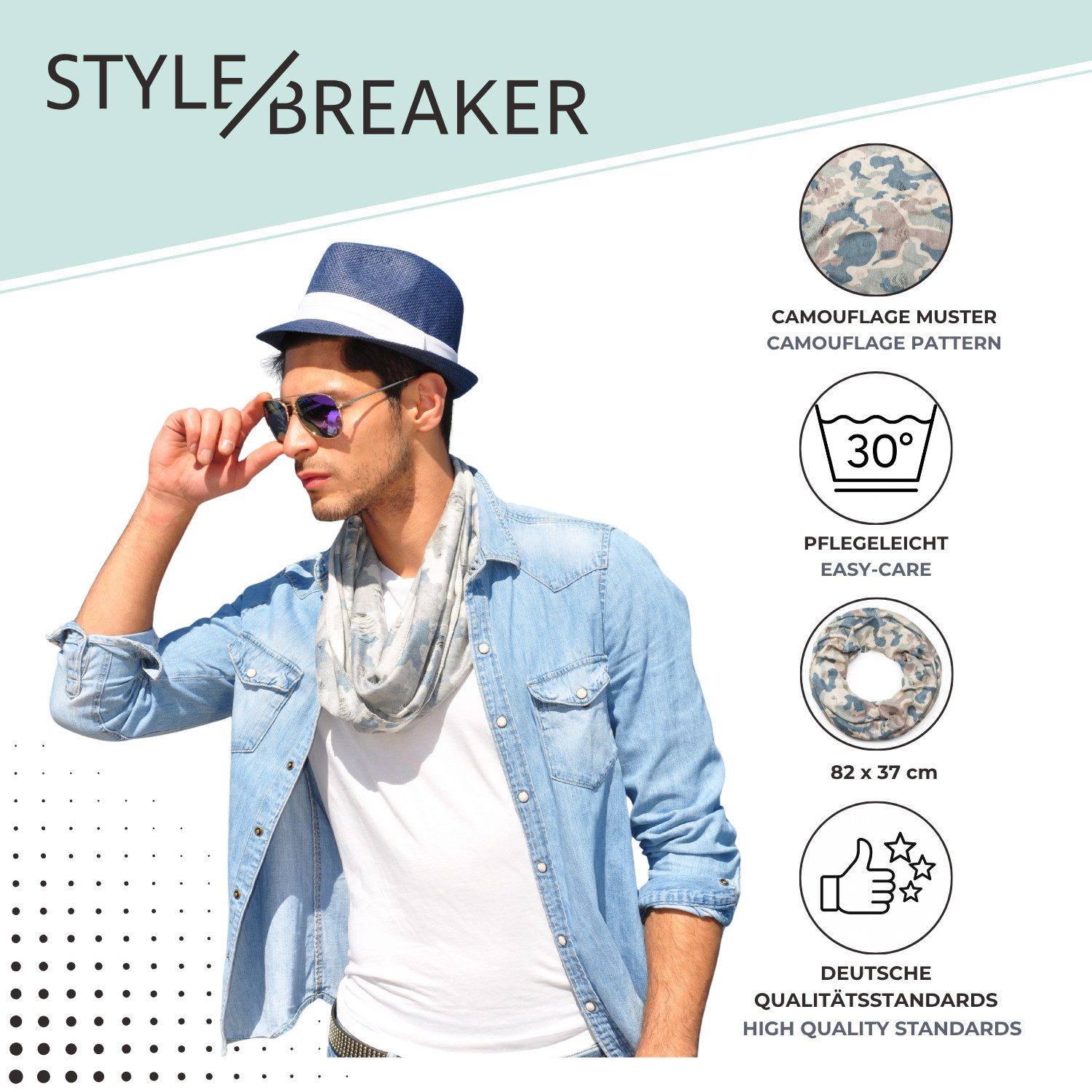 styleBREAKER Loop Destroyed Loop mit Camouflage Muster, (1-St)