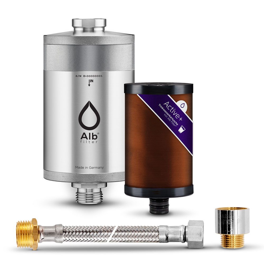 Alb Filter Wasserfilter Active Plus Trinkwasserfilter, reduziert Schadstoffe, gegen Bakterien, Kalkreduktion, Made in Germany