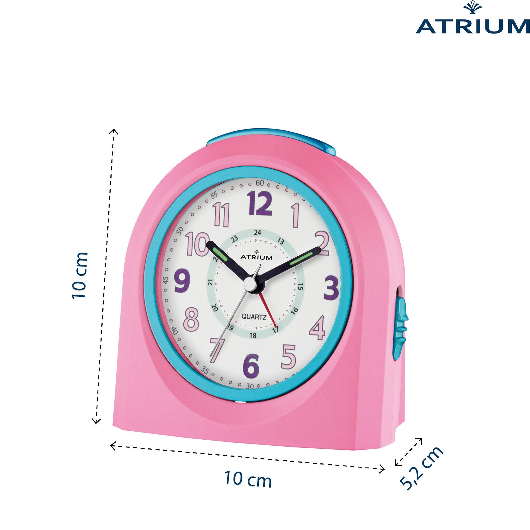 Atrium Kinderwecker A921 Quarzwecker mit fließender Sekunde, Snooze und Licht 10x10 cm – Bild 3 von 5