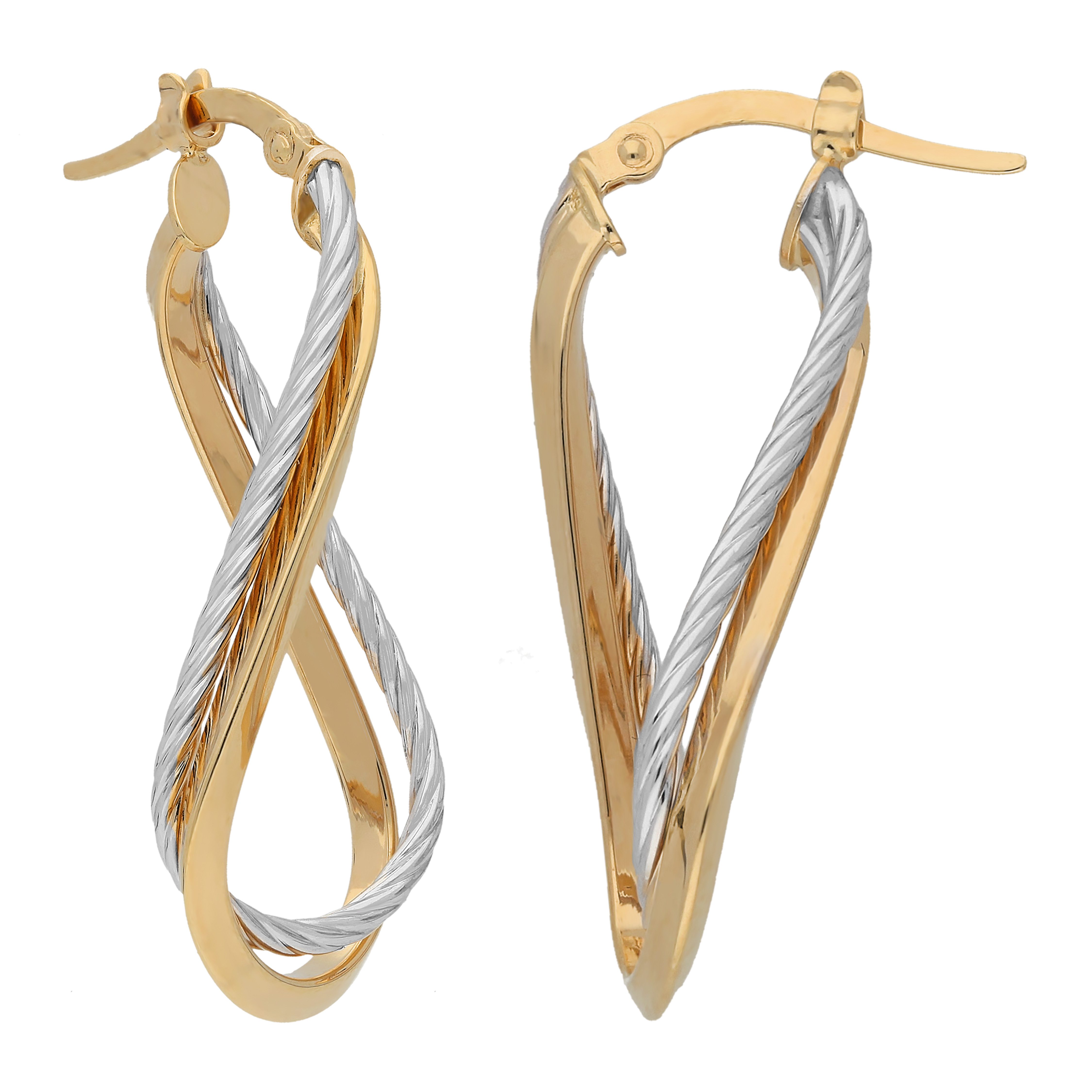 Paar Creolen Schmuck Geschenk Gold 585 Ohrringe Infinity/Unendlichkeitsschleife