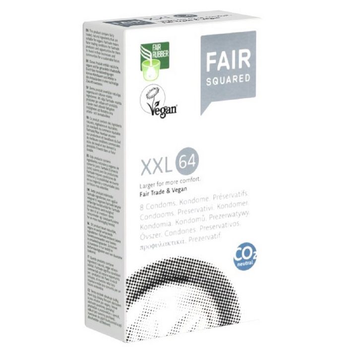 Fair Squared XXL-Kondome XXL 64 Packung mit 8 St. besonders große Fair-Trade-Kondome CO²-neutral und vegan