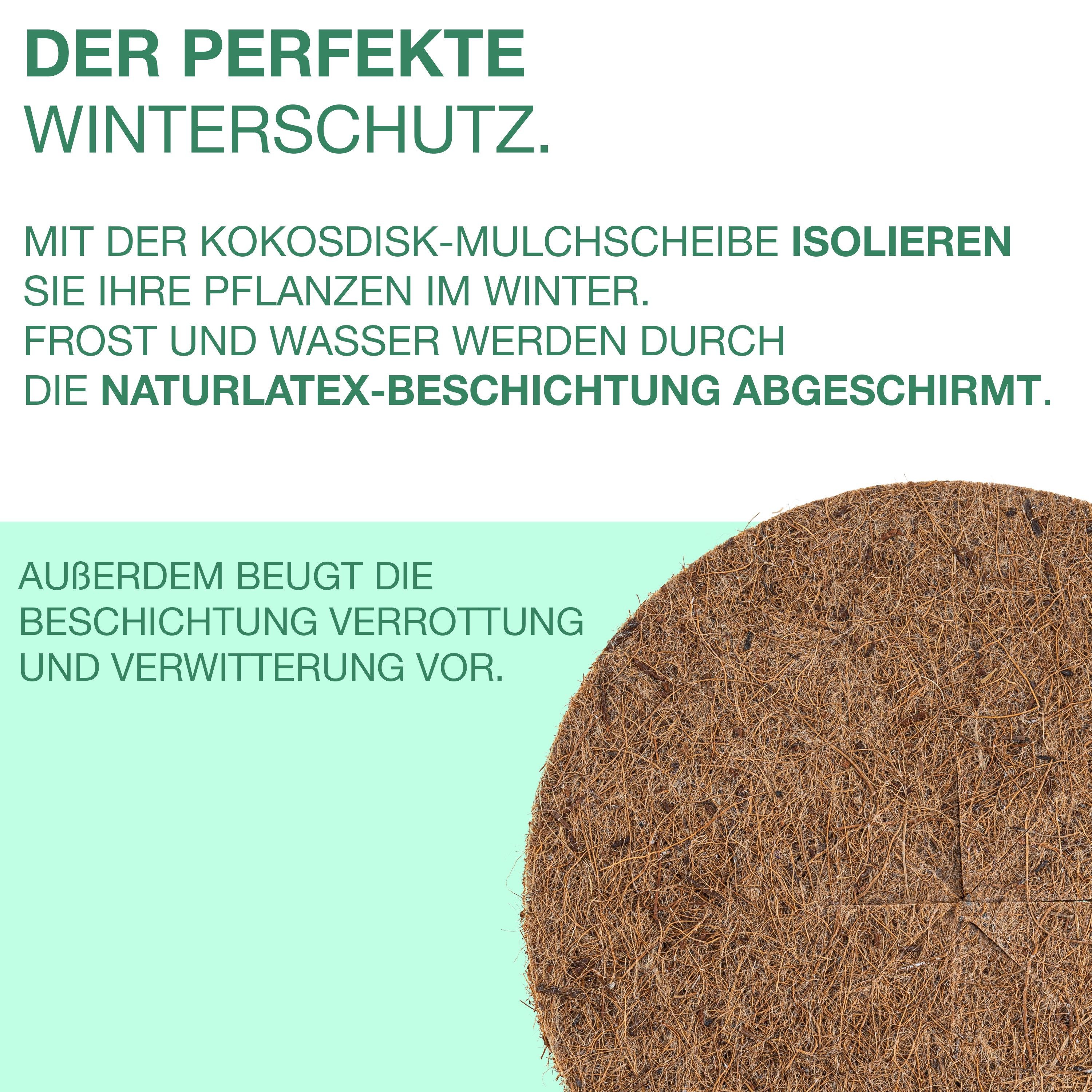 Nugati Kokosscheibe NUGATI Kokos-Mulchscheibe Kübelabdeckung Winterschutz Kokosdisk, (5-St) – Bild 3 von 5