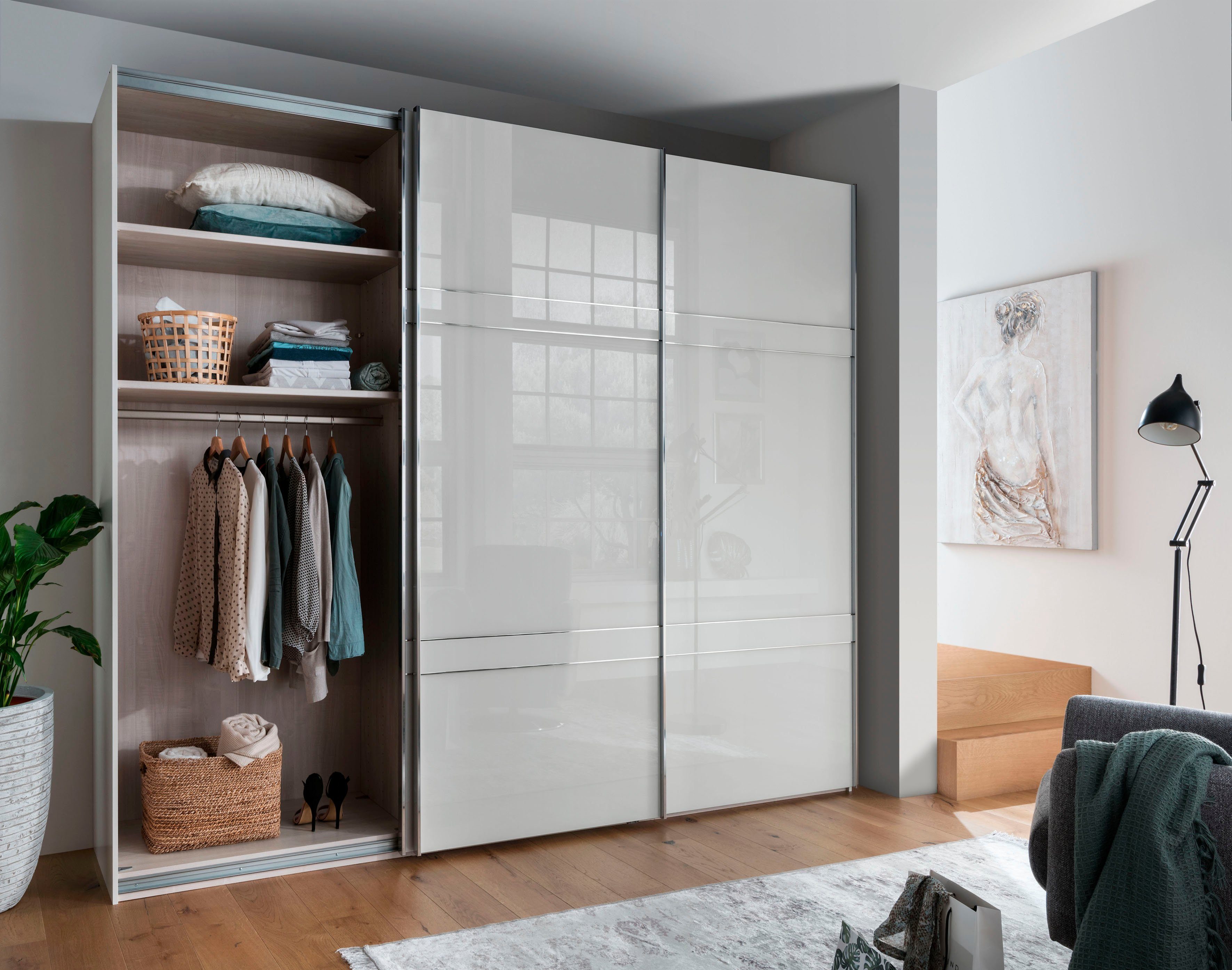 WIEMANN Schwebetürenschrank Rialto hochwertige Glasfront mit Querriegeln