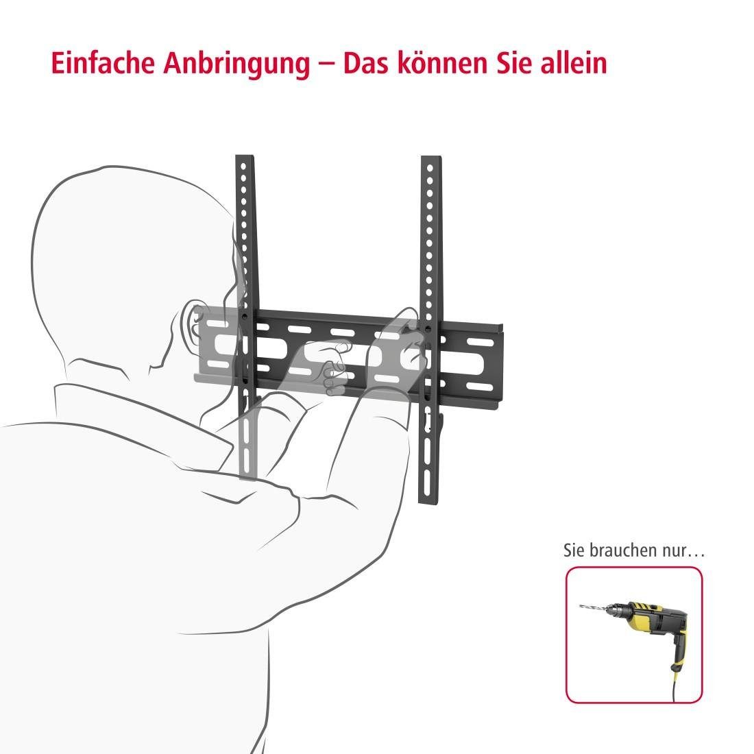 Hama TV-Wandhalterung TV Wandhalter, LED LCD, 81 - 165 cm (32"- 65), 43", 50", 55", (bis 65 Zoll)