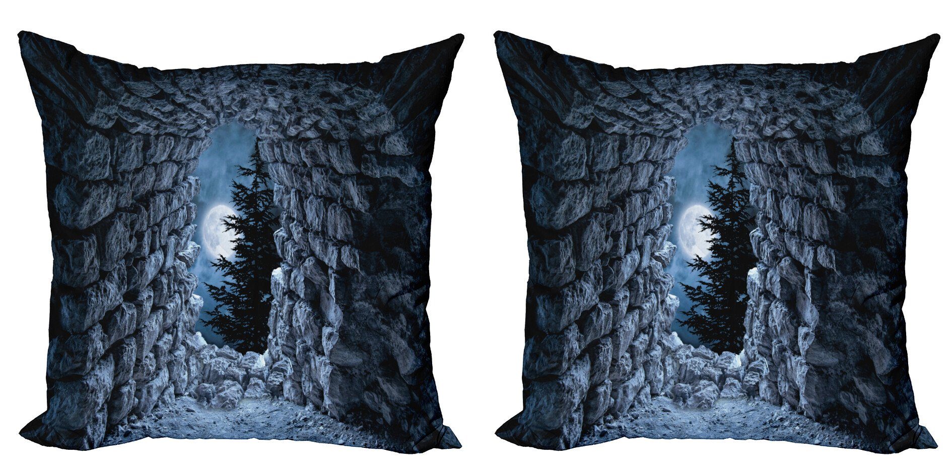 Modern Digitaldruck, Kissenbezüge dunkle (2 Vollmond Accent Stück), Höhle Doppelseitiger gotisch Abakuhaus