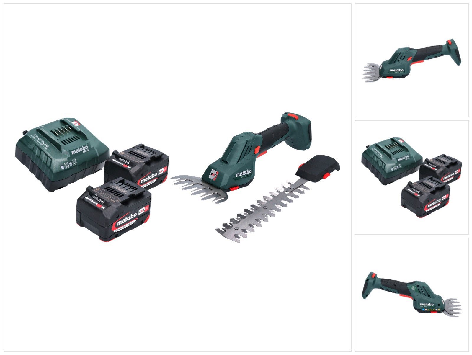 metabo Akku-Grasschere SGS 18 LTX Q Akku Gras und Strauchschere 18 V + 2x Akku 4,0 Ah + Lade