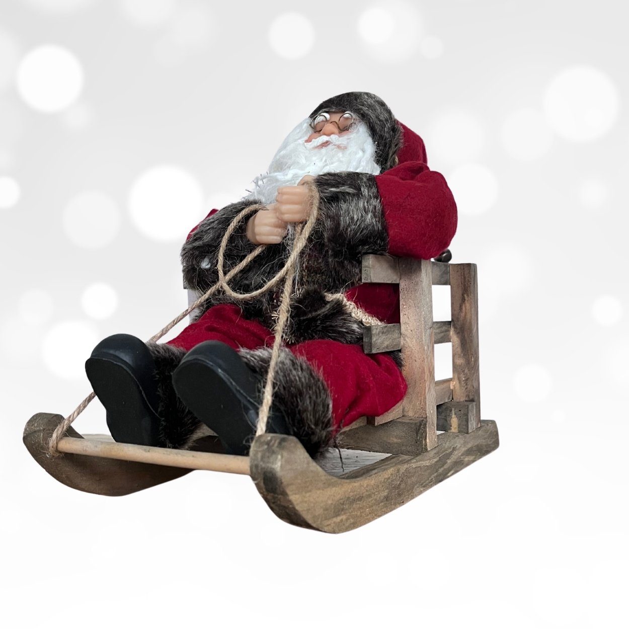 Wohnando Dekofigur Weihnachtsmann auf Schlitten,Weihnachtsdeko, Santa Claus  auf Schlitten