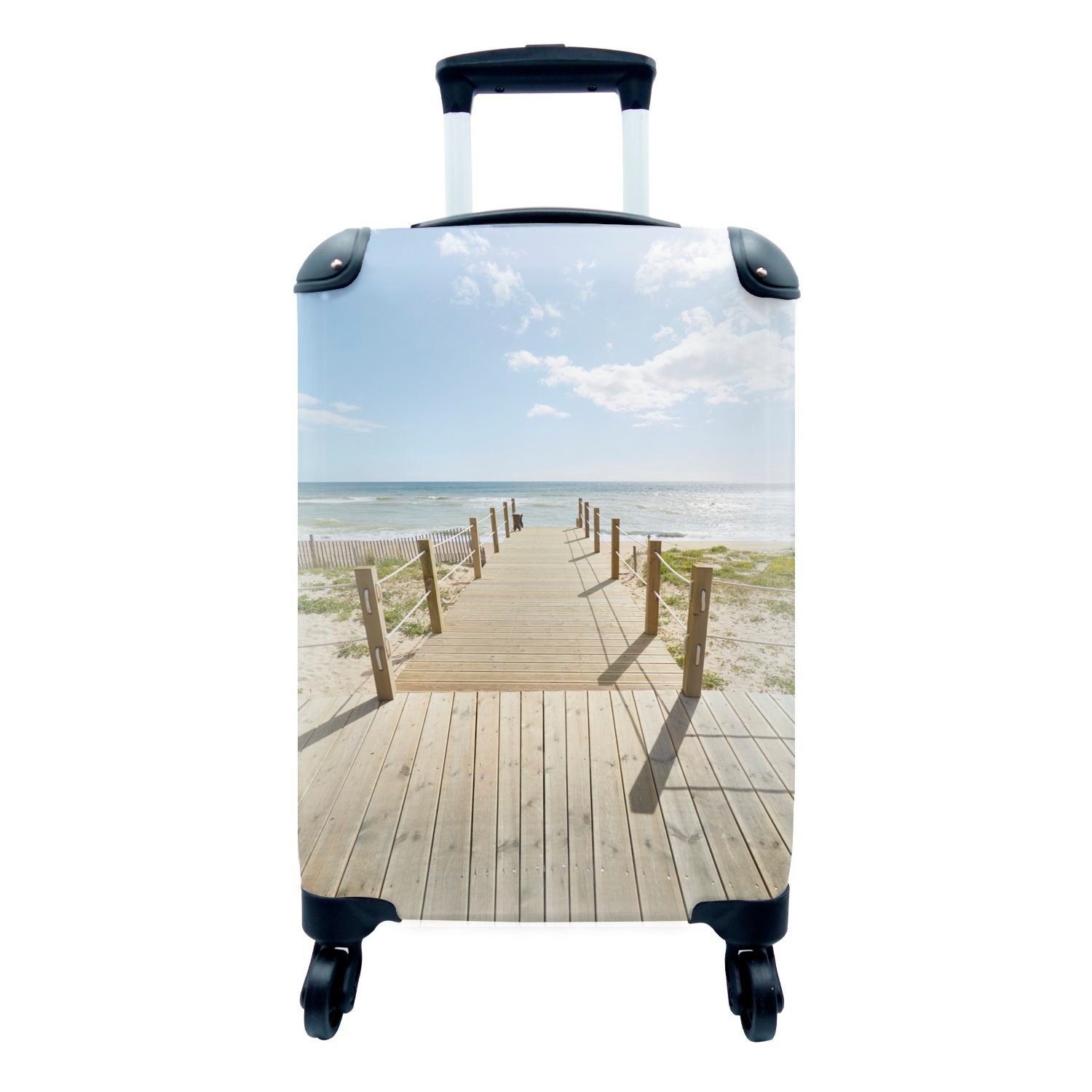 MuchoWow Handgepäckkoffer Regale - Meer - Sonne, 4 Rollen, Reisetasche mit rollen, Handgepäck für Ferien, Trolley, Reisekoffer