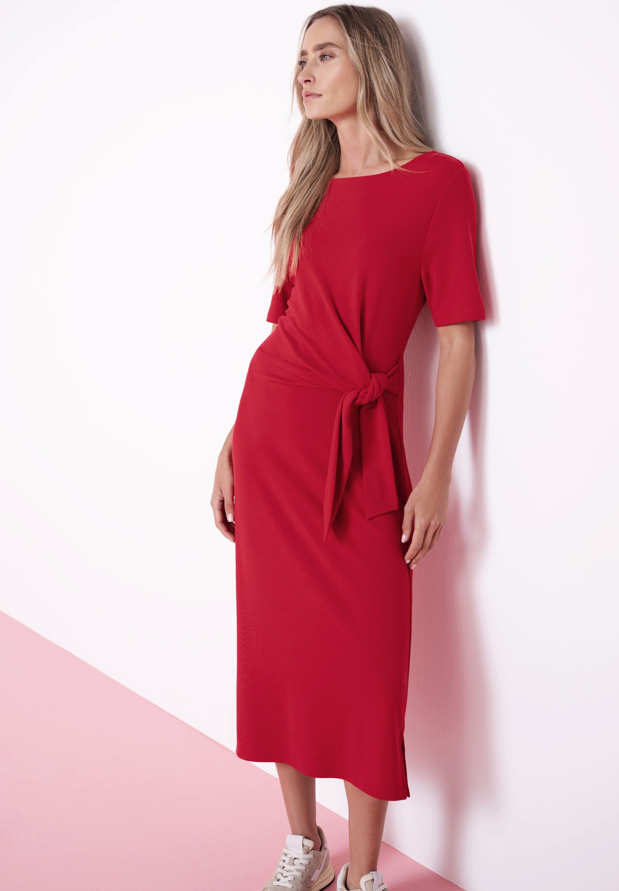 STREET ONE Midikleid Midi-Kleid mit Knotendetail (1-tlg) günstig online kaufen