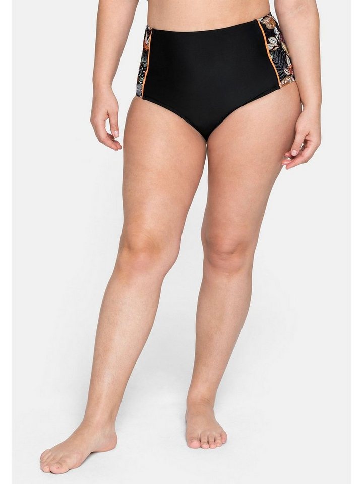 sheego by Joe Browns Bikini Hose »Badehose«, in High Waist Form mit seitlichem Druck › schwarz  - Onlineshop OTTO