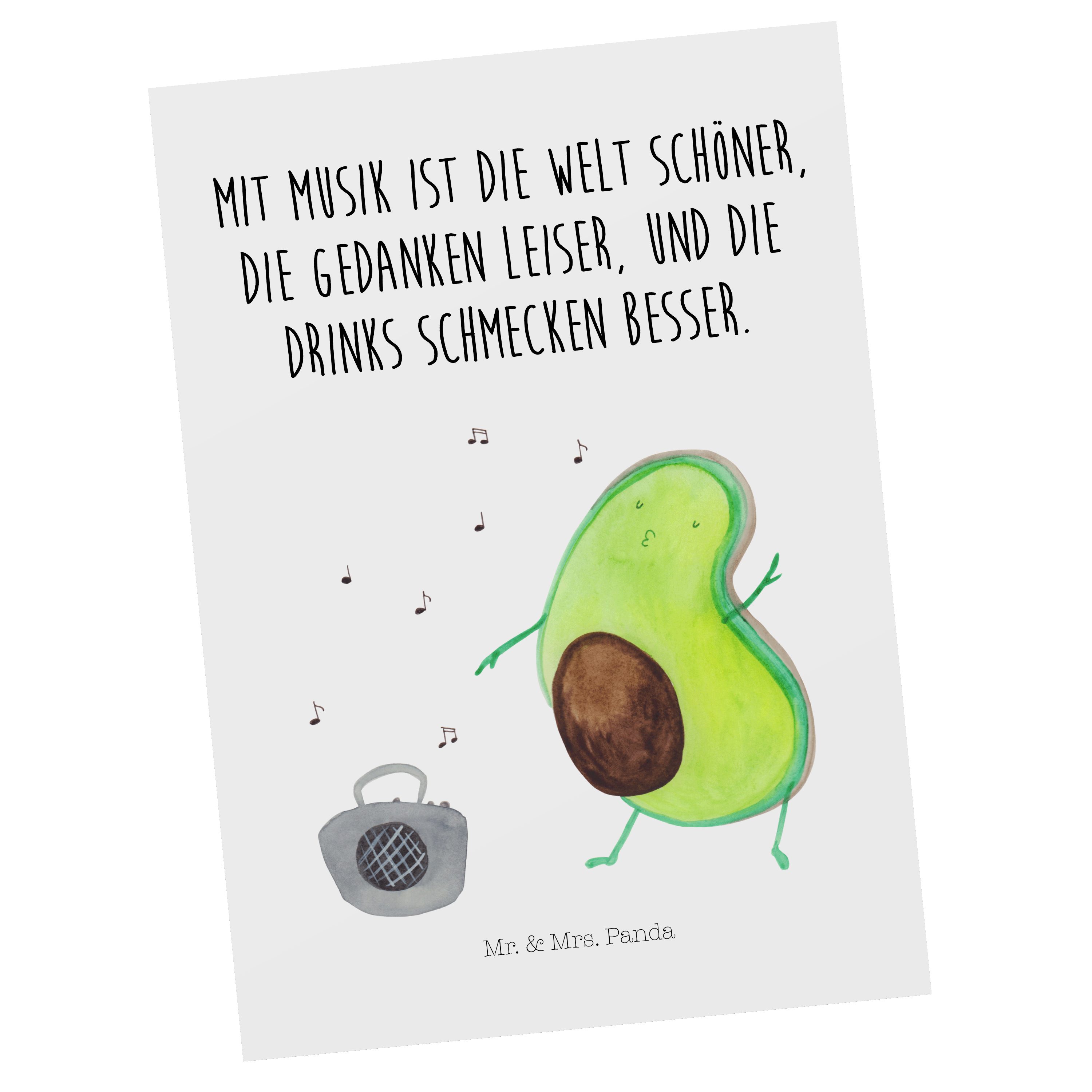 Mr. & Mrs. Panda Postkarte Avocado tanzt - Weiß - Geschenk, Geburtstagskarte, Vegan, Party, Gruß