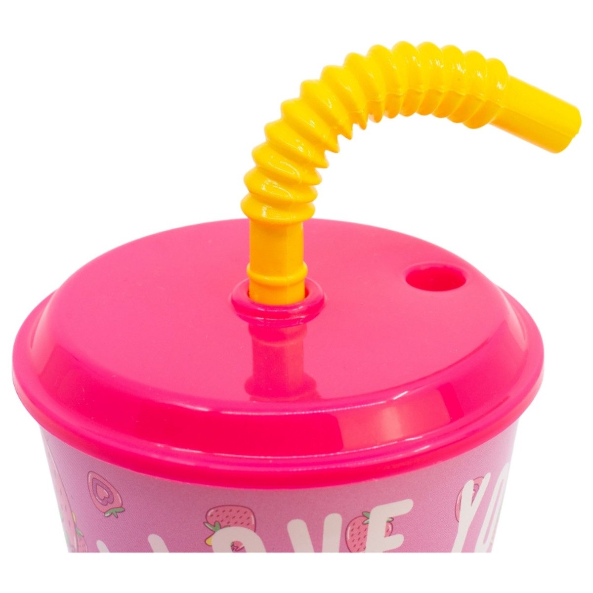 Disney Pixar Toy Story Becher Lotso Trinkbecher 430 ml mit Deckel und Strohhalm, Polyethylen