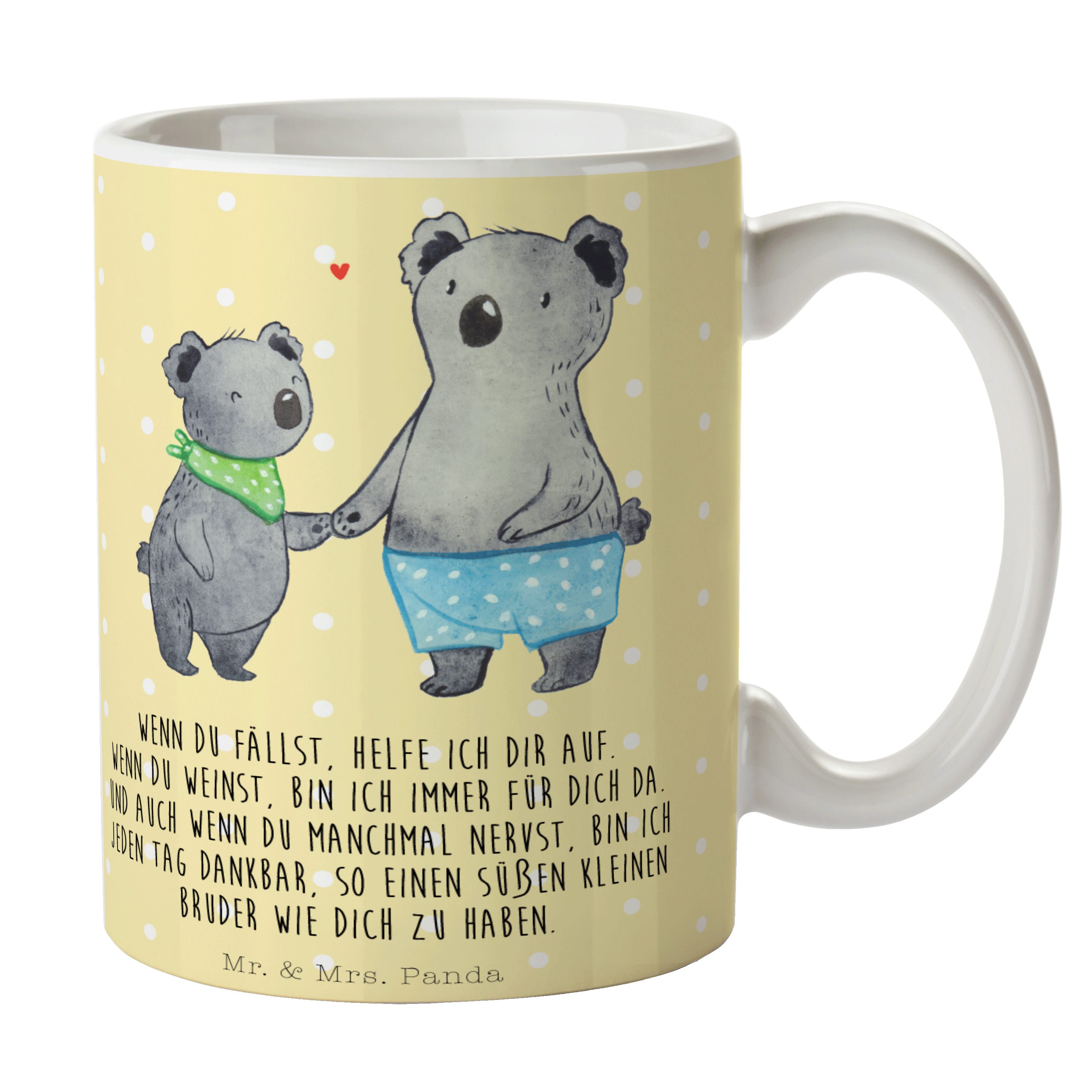 Mr. & Mrs. Panda Tasse Koala Kleiner Bruder - Gelb Pastell - Geschenk, Geschenk Tasse, beste, Keramik