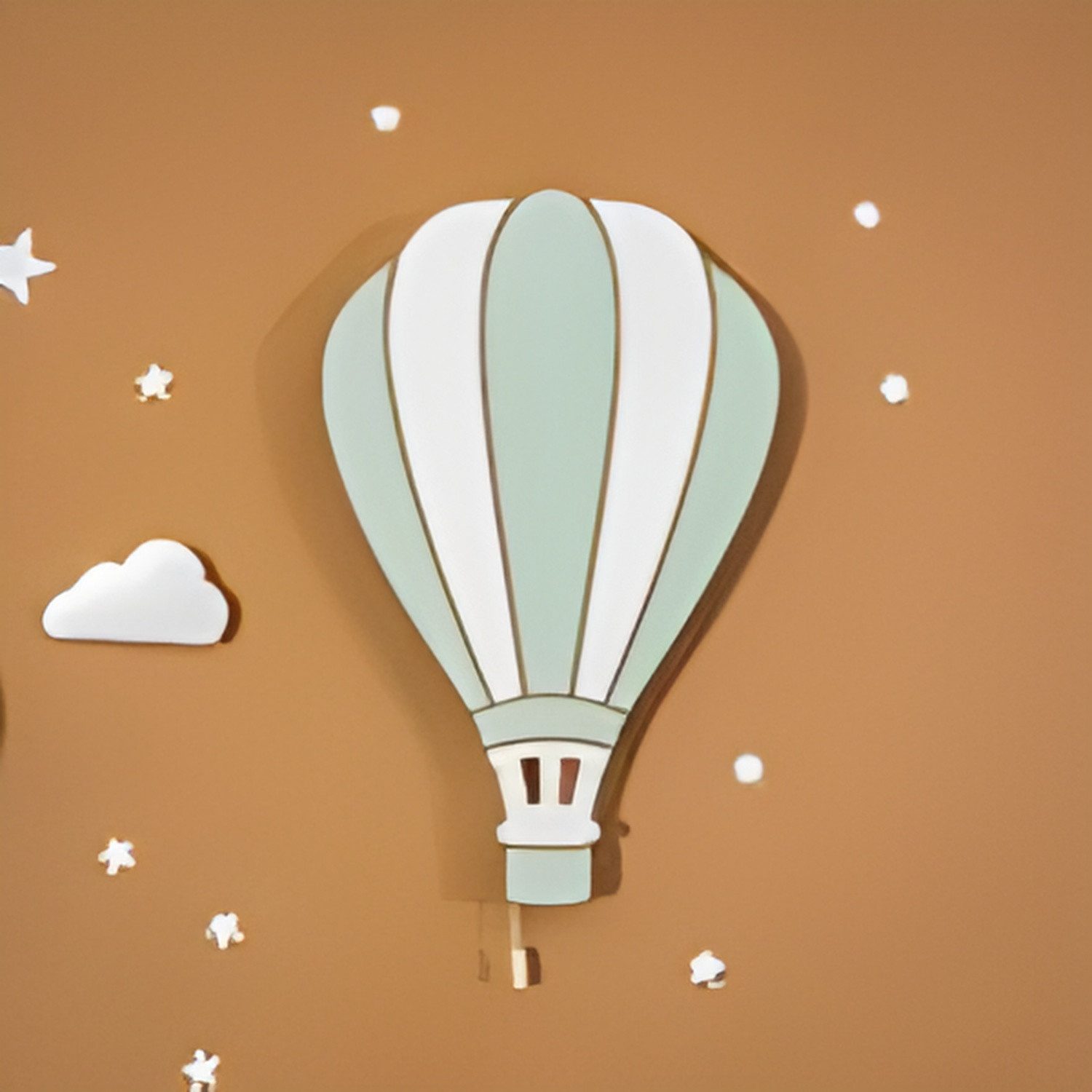 COZYCOLLECTIONS LED Wandleuchte Wandlampen-Heißluftballons (Rosa & Beige)in Holzoptik, LED, Warmweiß, Handgemachtes 3er-Set aus Holz, LED warmweiß, 9V, Zugschnur