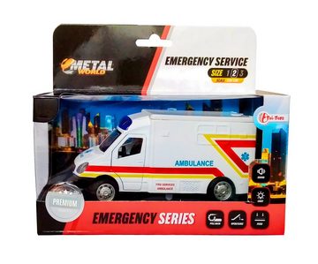 Toi-Toys Modellauto DIENSTWAGEN mit Licht Sound Rückzug Motor Model 05 (Ambulance-Weiss), Maßstab 1:38, Bus Modellauto Auto Spielzeugauto Spielzeug Geschenk