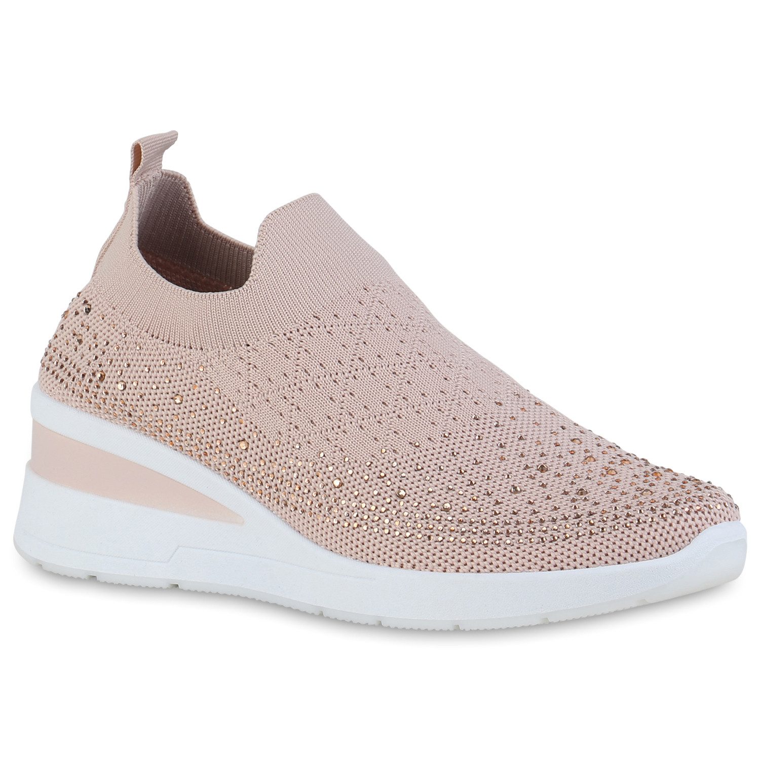 VAN HILL 840163 Wedgesneaker Damen Sneaker Wedges Keilabsatz Strass Strick günstig online kaufen