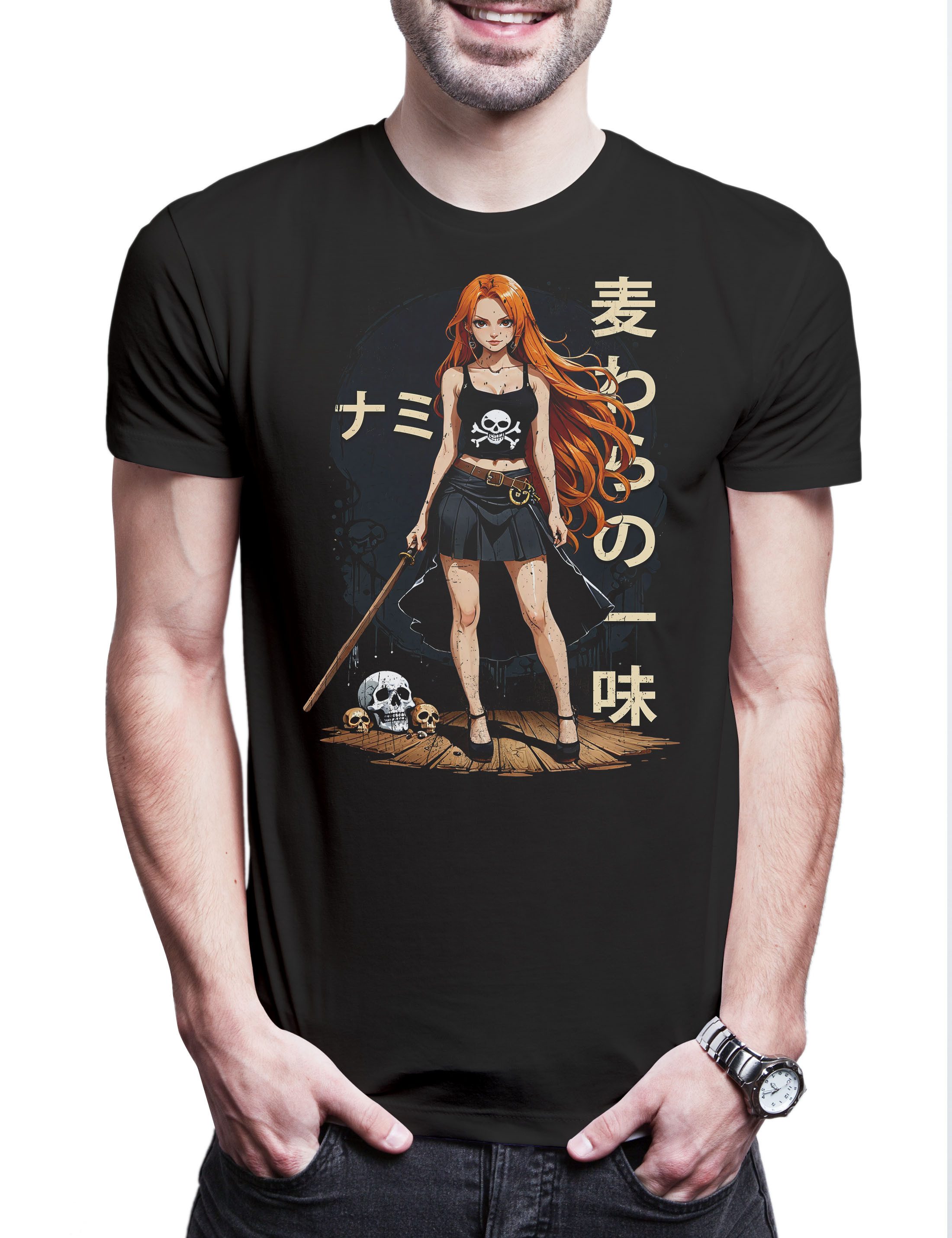 Print-Shirt Anime Nami Herren T-Shirt One Pirate Adventure Anime Piece D Luffy