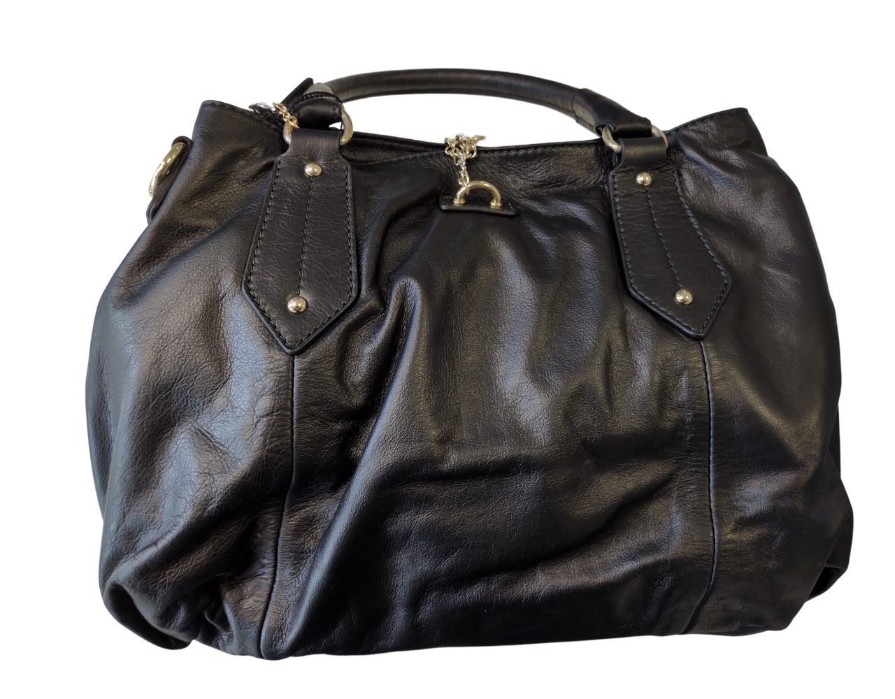 Handtasche Damen Schulter Leder Stoff Schwarz Beige Magnet A63290P0104-22222