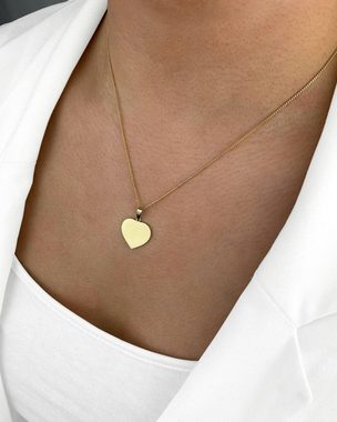 DANIEL CLIFFORD Herzkette 'Larissa' Damen Halskette Silber 925, 18 Karat Gold mit Anhänger Herz (inkl. Verpackung), 45cm Goldkette mit poliertem Herz Anhänger