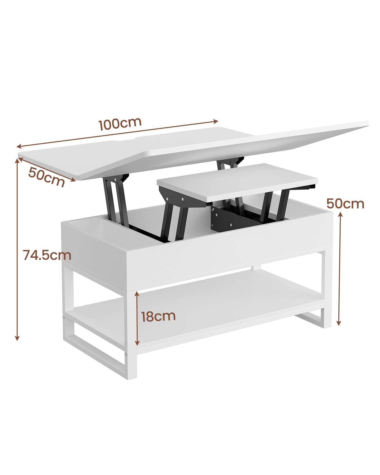 MSMASK Couchtisch höhenverstellbare, 3-in-1 Multifunktionaler Wohnzimmertis günstig online kaufen
