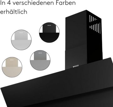 wiggo Kopffreihaube WE-B943G Dunstabzugshaube 90cm kopffrei - 3 Glas schwarz, Abluft Umluft Dunstabzug 615m³/h - Touch-Display - Glasfront