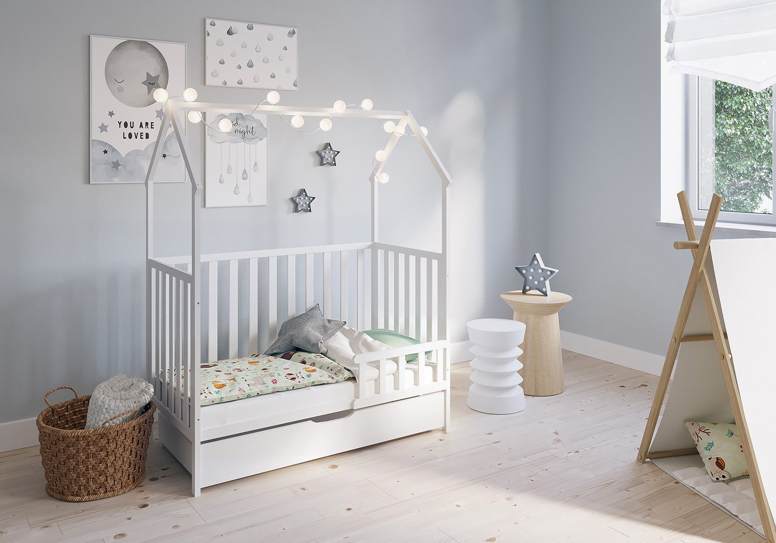 FabiMax Kinderbett Hausbett Schlafmütze 120x60, weiß günstig online kaufen