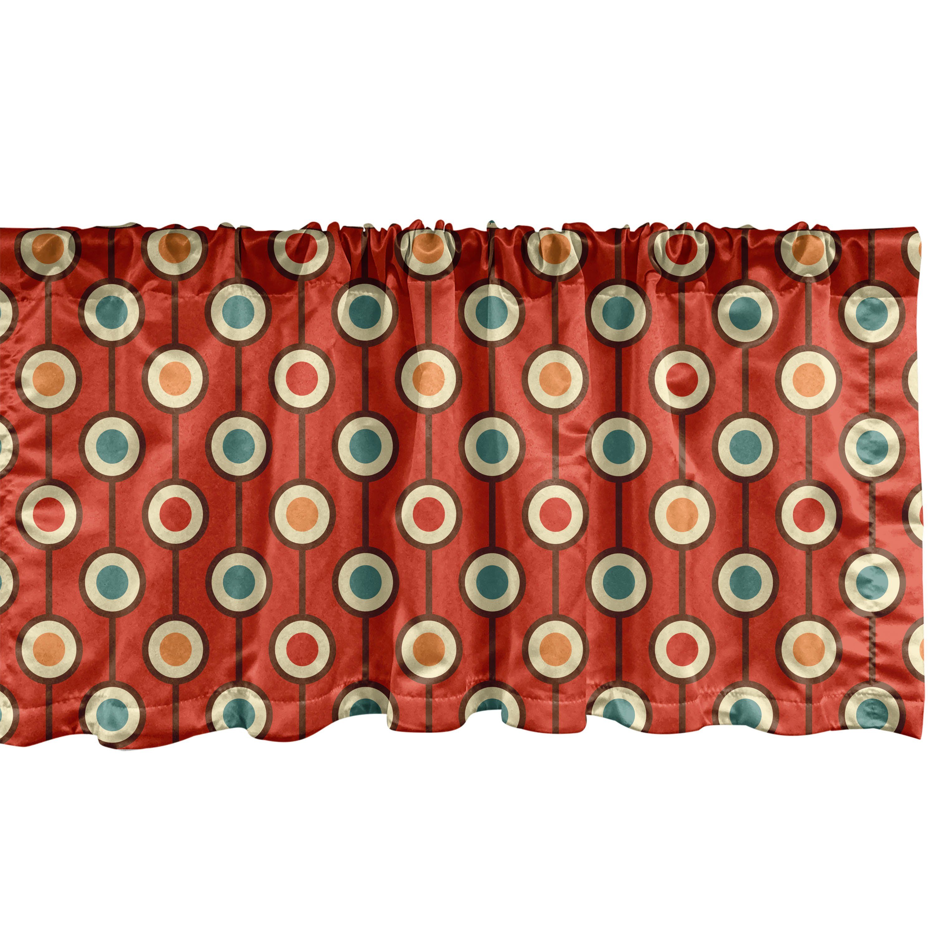 Scheibengardine Vorhang Volant für Küche Schlafzimmer Dekor mit Stangentasche, Abakuhaus, Microfaser, Abstrakt 60ere Art Hippie Dots